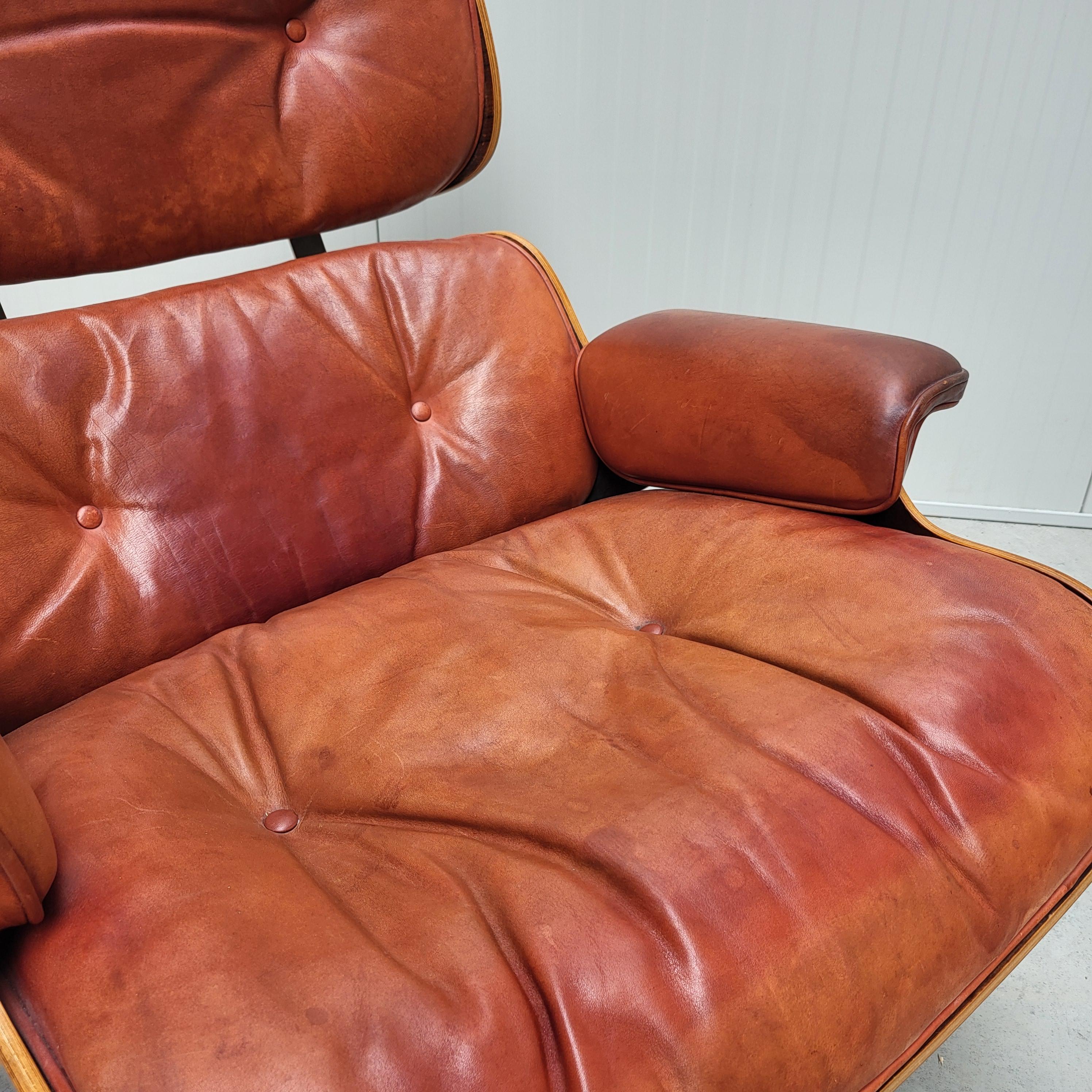 Late 20th Century Vintage Cognac Eames Lounge Chair by Herman Miller 1970s For Sale