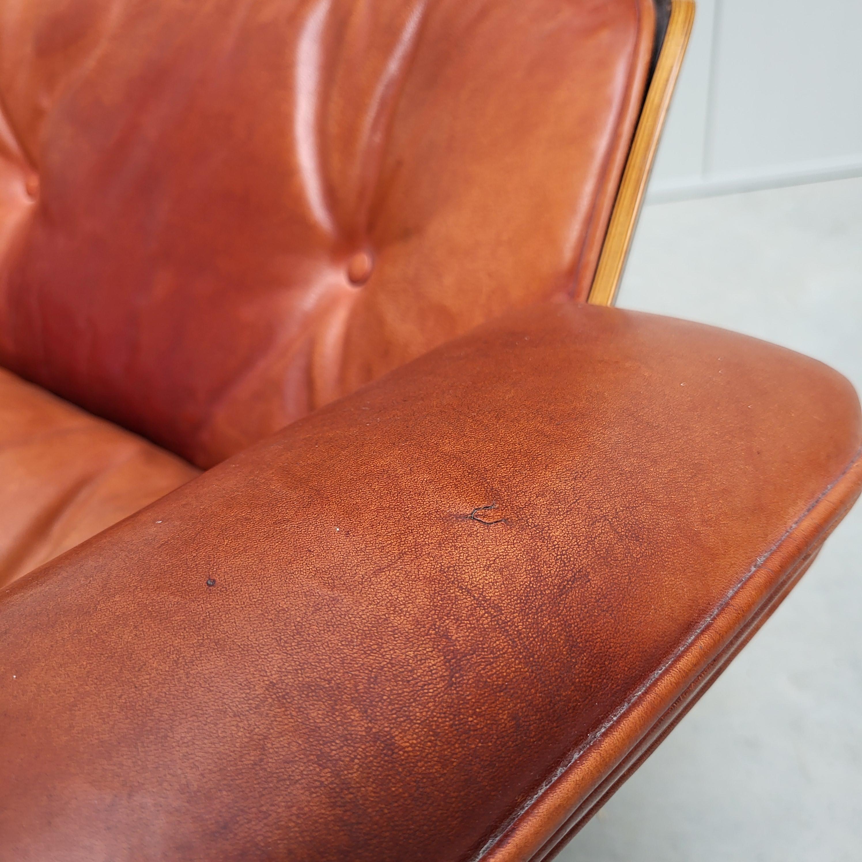 Leather Vintage Cognac Eames Lounge Chair by Herman Miller 1970s For Sale