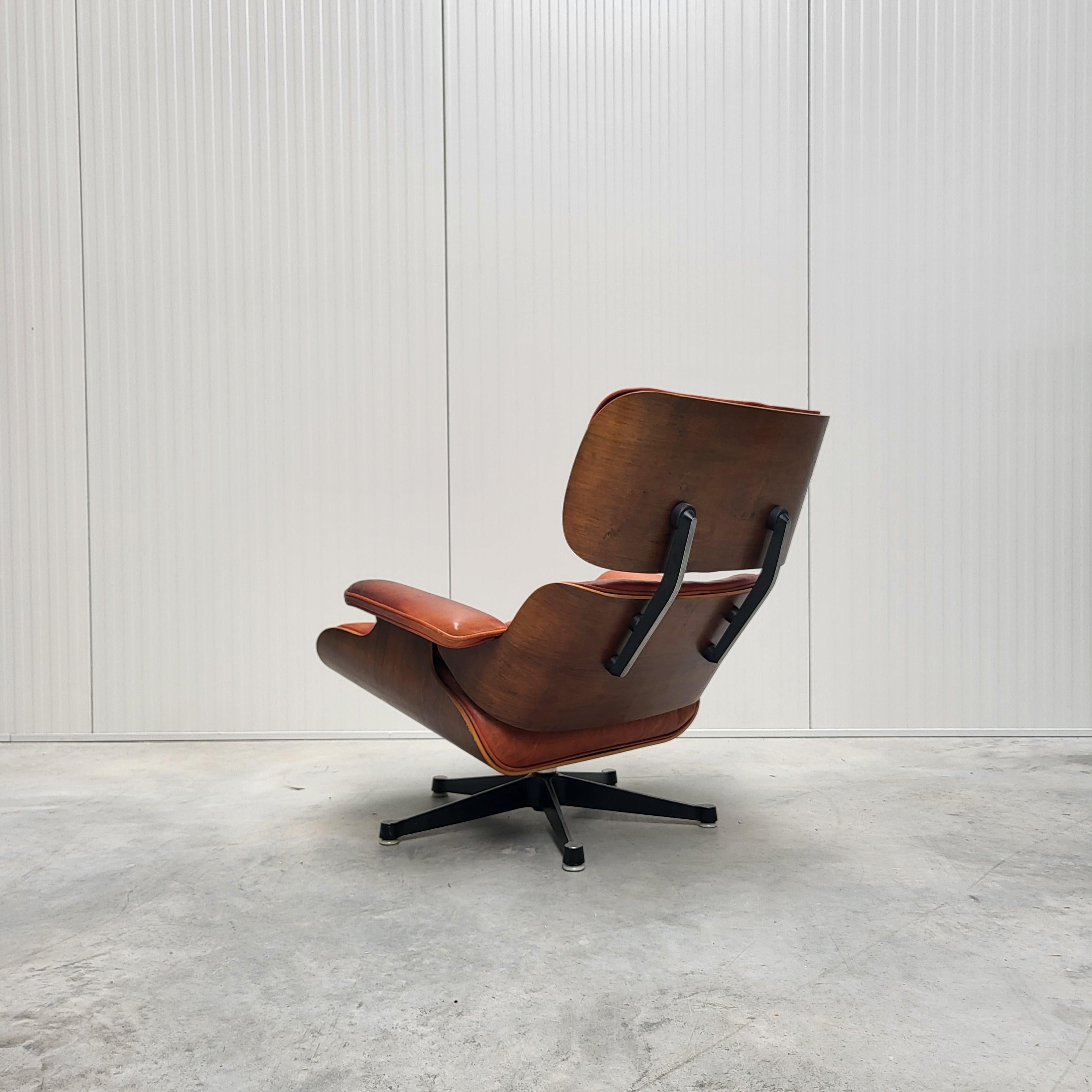 Vintage Cognac Eames Lounge Chair by Herman Miller 1970s For Sale 1
