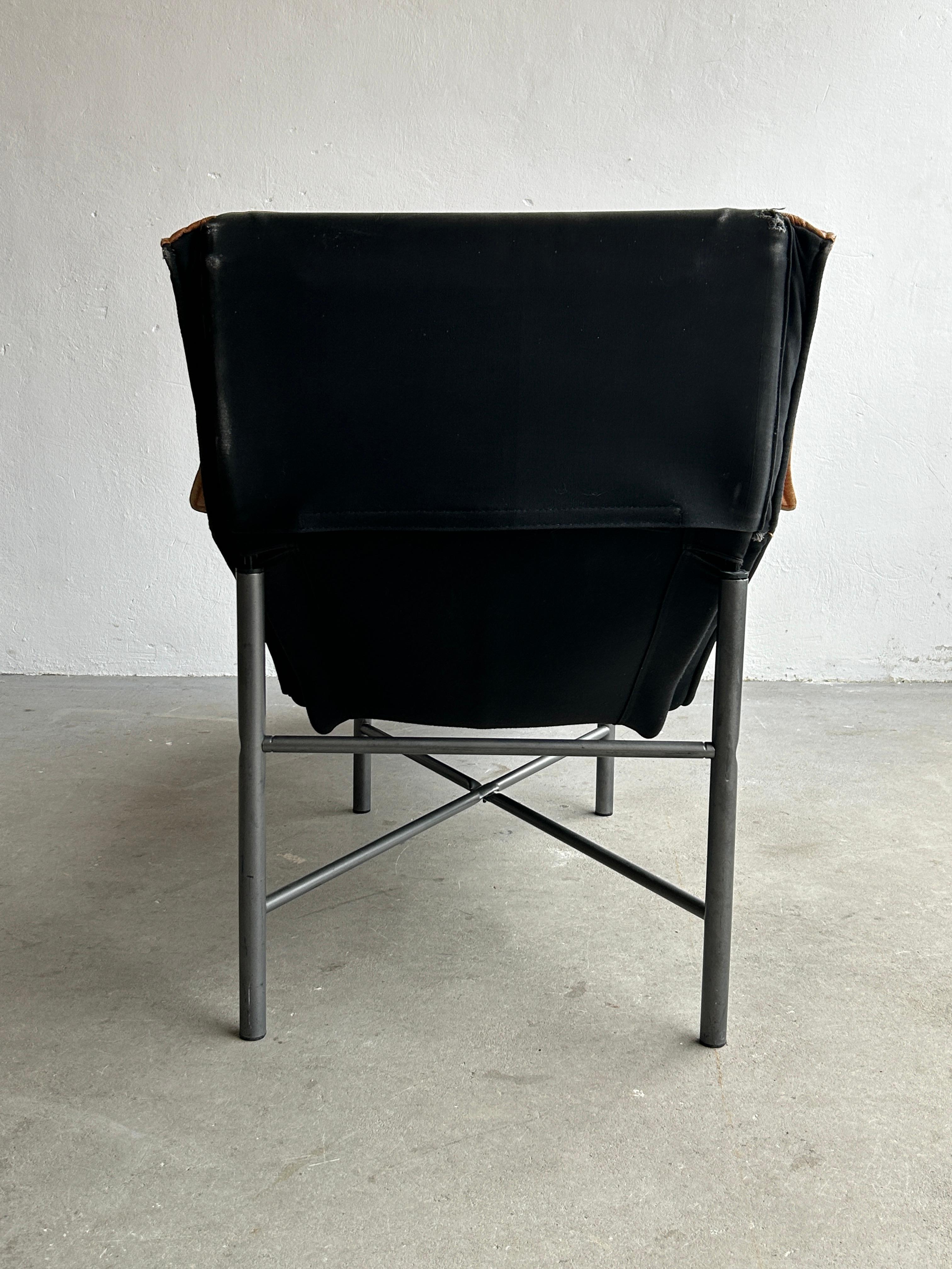 Vintage Cognac Leather Chaise Longue by Tord Bjorklund for Ikea, Sweden, 1970 7