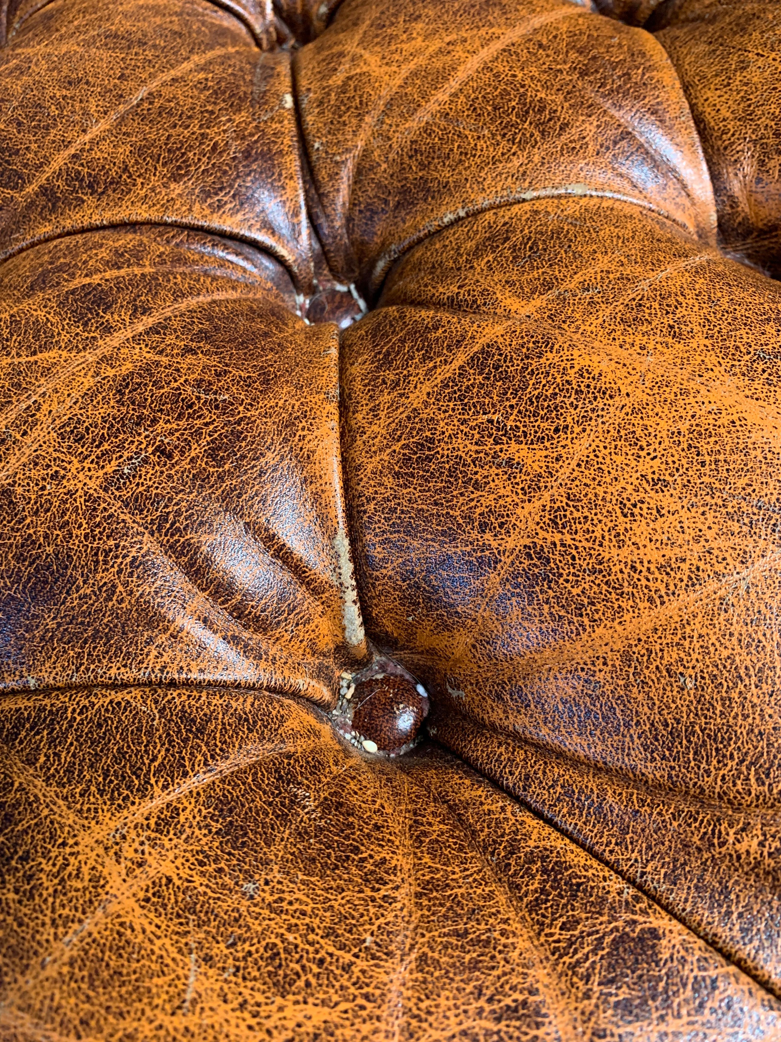 Vintage Cognac Leather Chesterfield Sofa with Tufted Seat 1