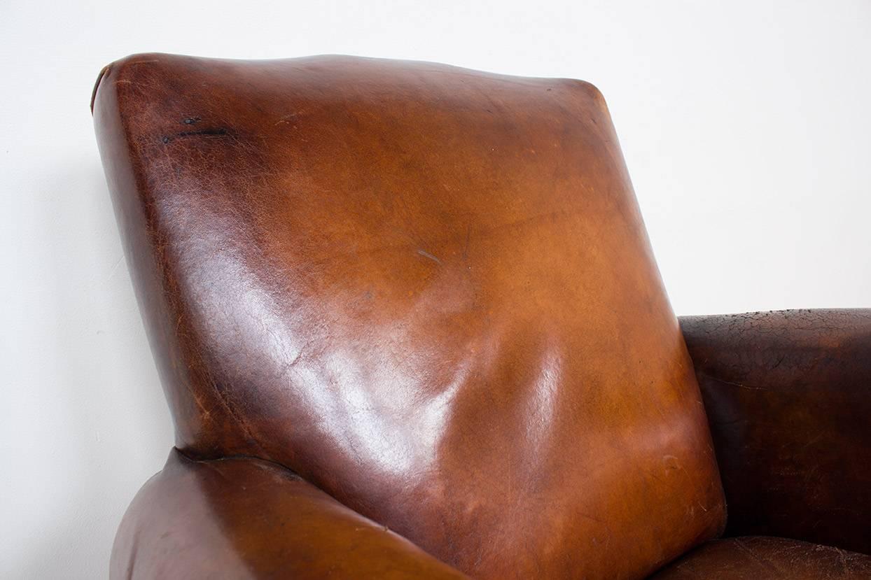 Vintage Cognac Leather Club Chair For Sale 6
