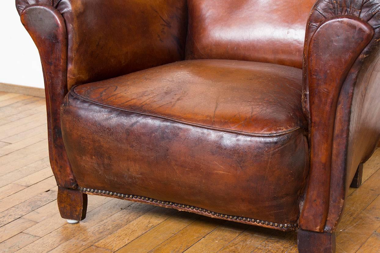 Vintage Cognac Leather Club Chair For Sale 7