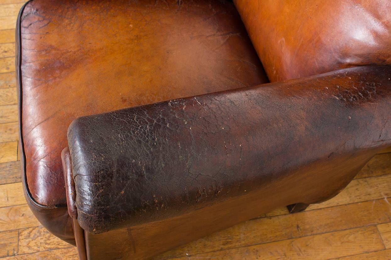 Vintage Cognac Leather Club Chair For Sale 9