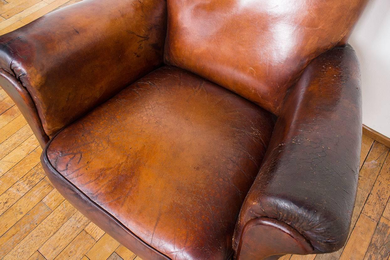Vintage Cognac Leather Club Chair For Sale 10