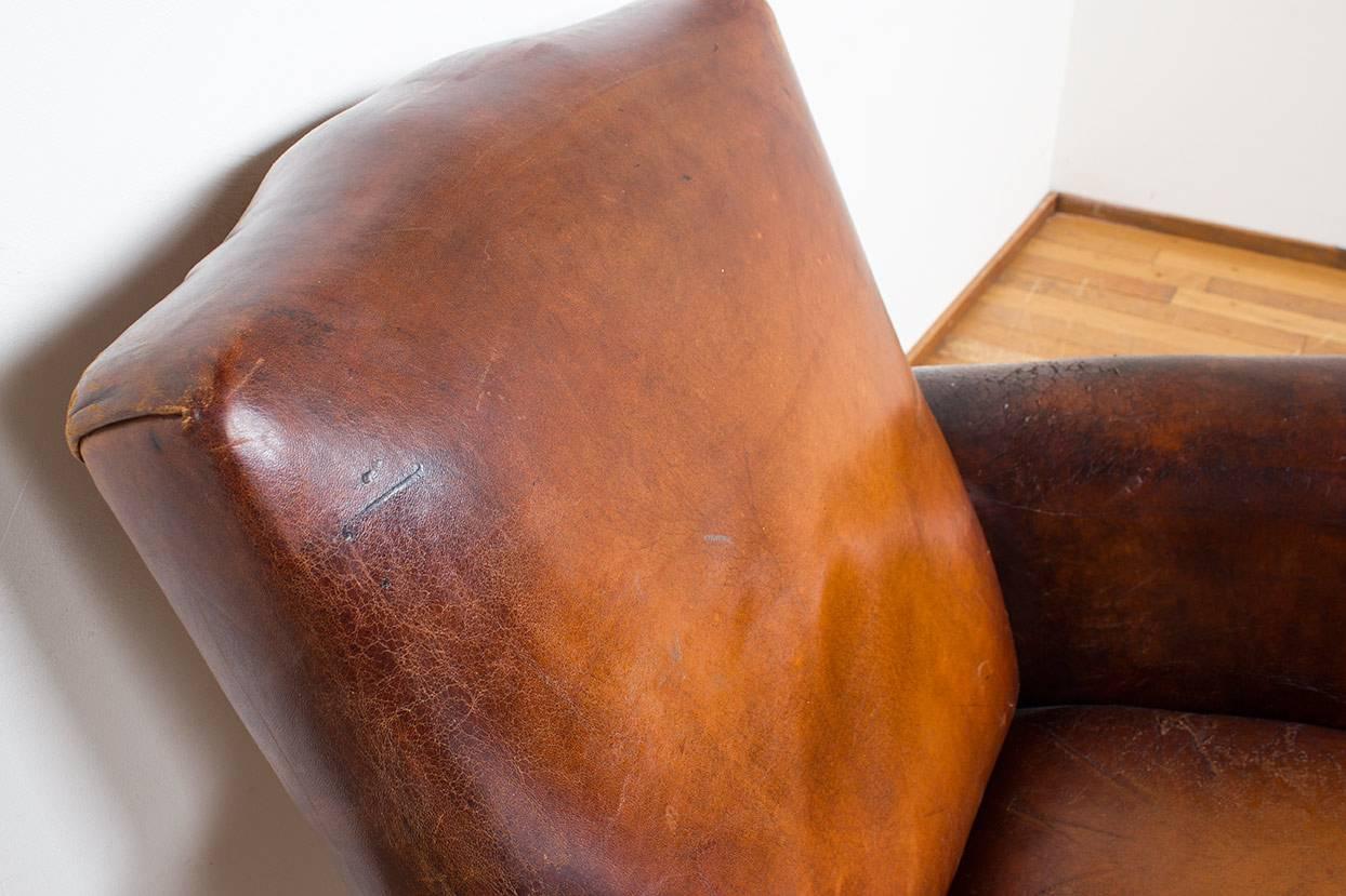 Vintage Cognac Leather Club Chair For Sale 11