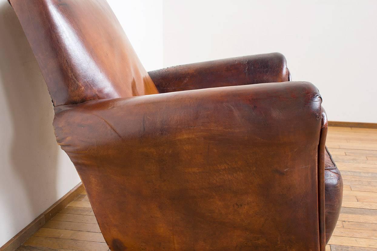 Vintage Cognac Leather Club Chair For Sale 13