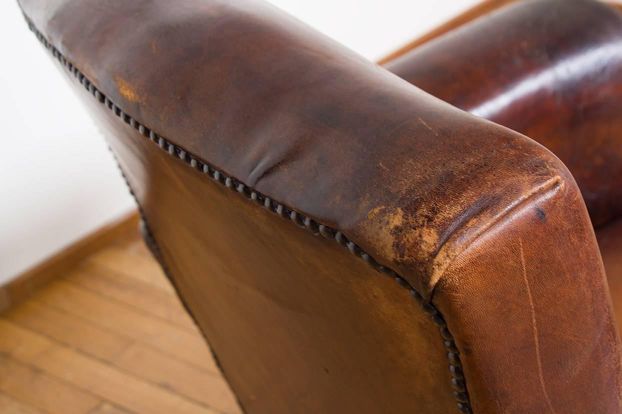 Vintage Cognac Leather Club Chair For Sale 14