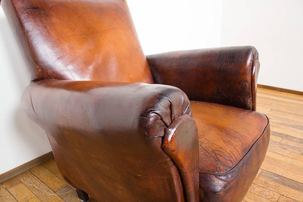 Vintage Cognac Leather Club Chair For Sale 2