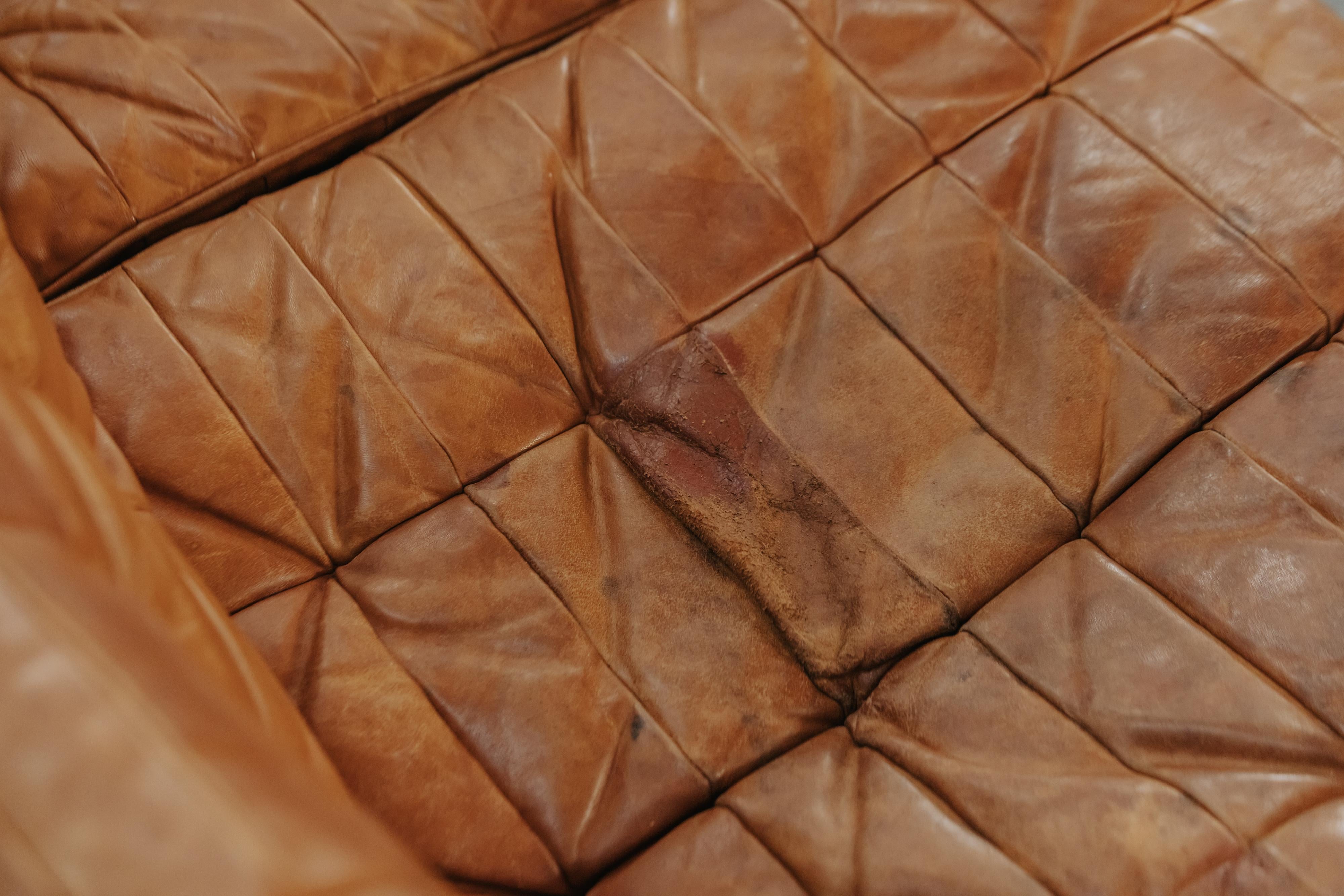 Cognacfarbenes Leder-Sofa De Sede DS 11 aus der Schweiz, ca. 1970 im Angebot 5