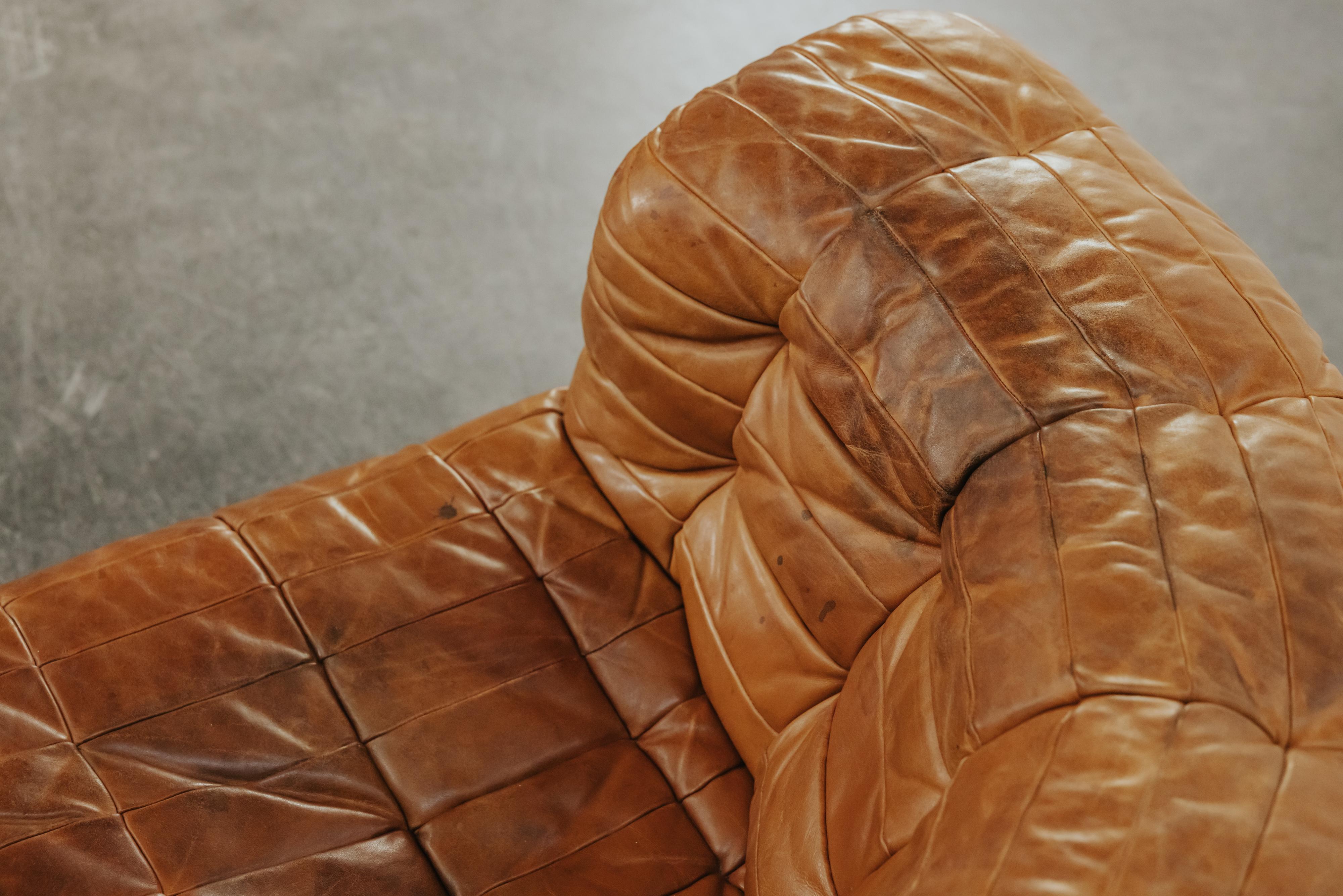 Cognacfarbenes Leder-Sofa De Sede DS 11 aus der Schweiz, ca. 1970 im Angebot 1