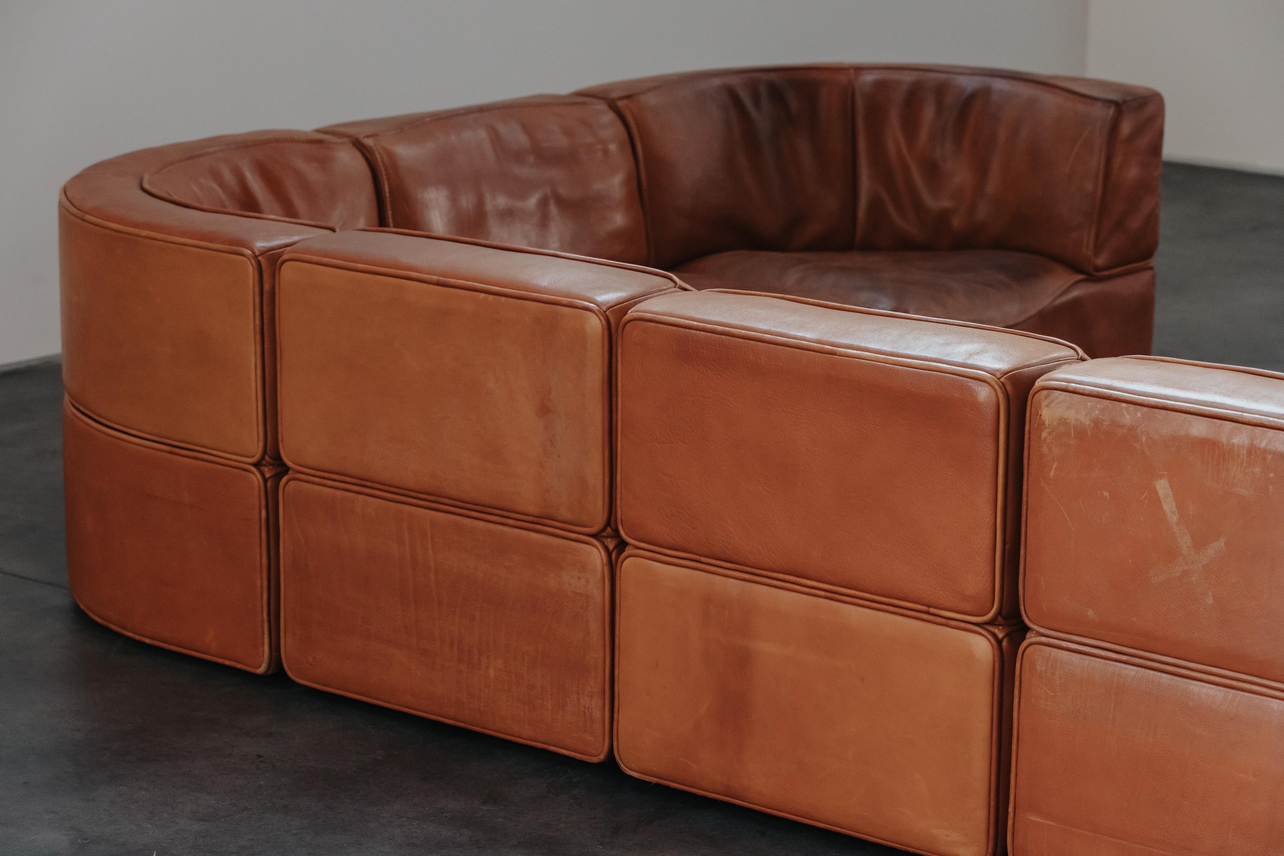 Vintage Cognac Leather De Sede DS-15 Sofa From Switzerland, Circa 1970 1