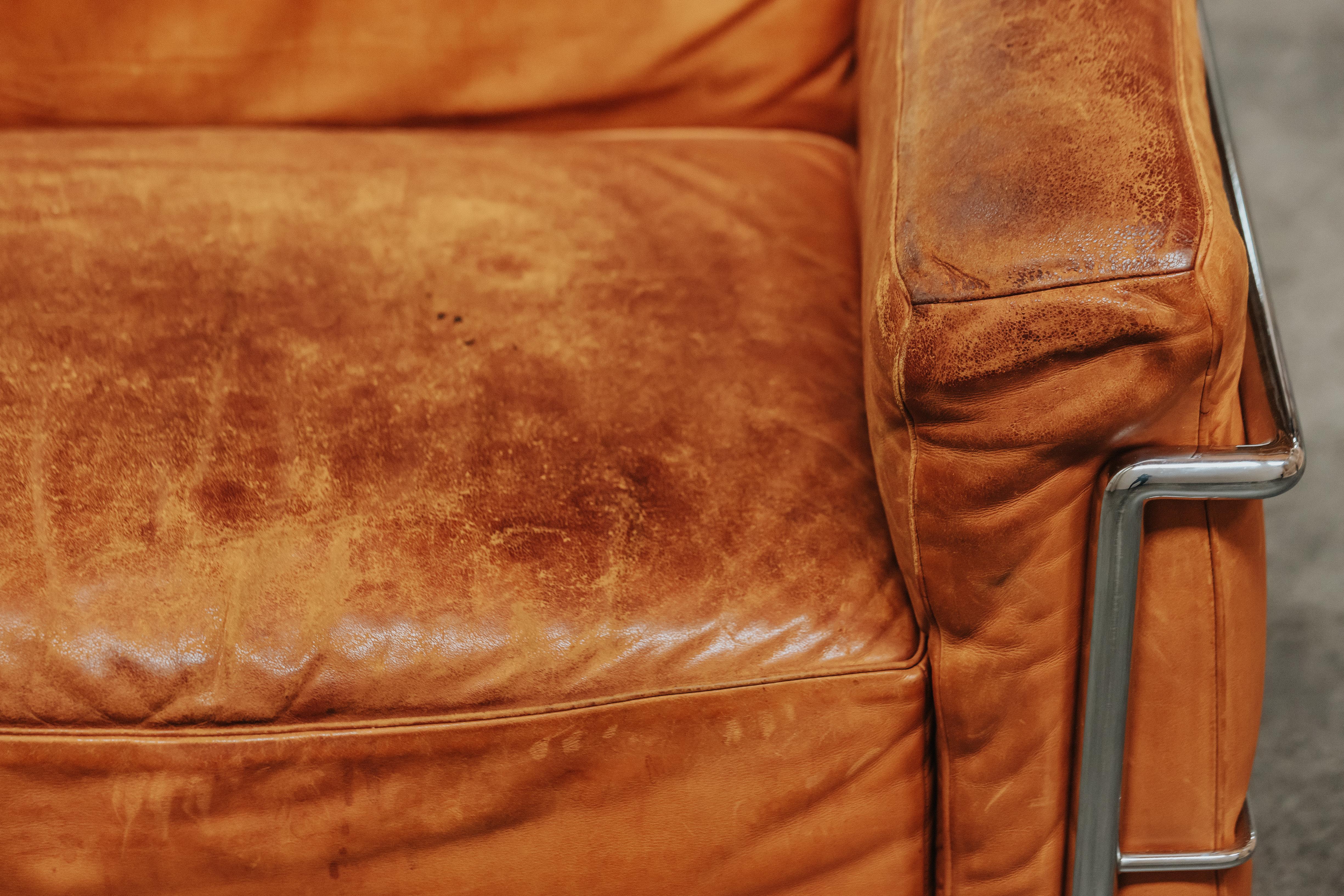 Vintage Cognac Leather Lounge Chair From France, Circa 1970 In Good Condition In Nashville, TN
