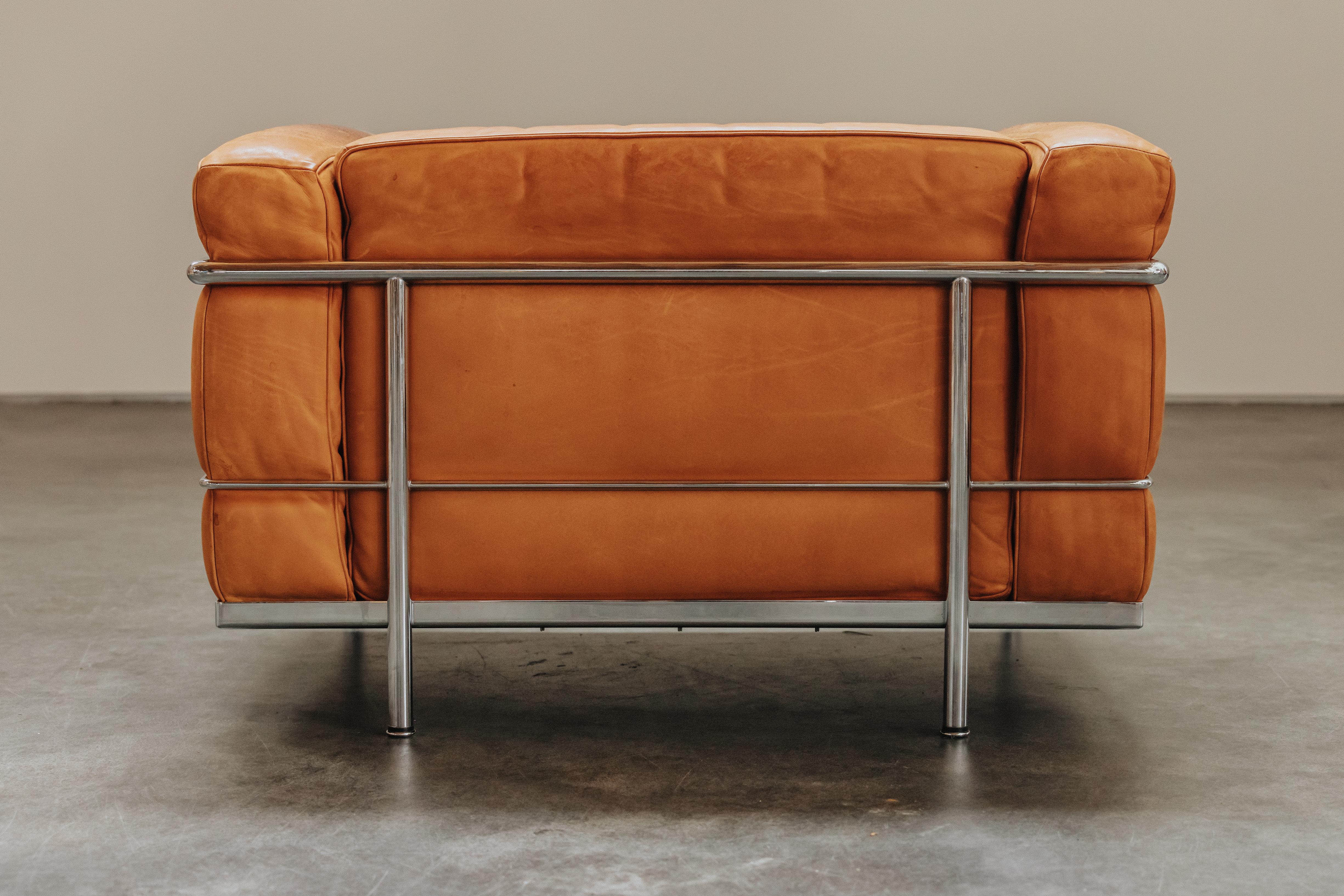 Vintage Cognac Leather Lounge Chair From France, Circa 1970 2