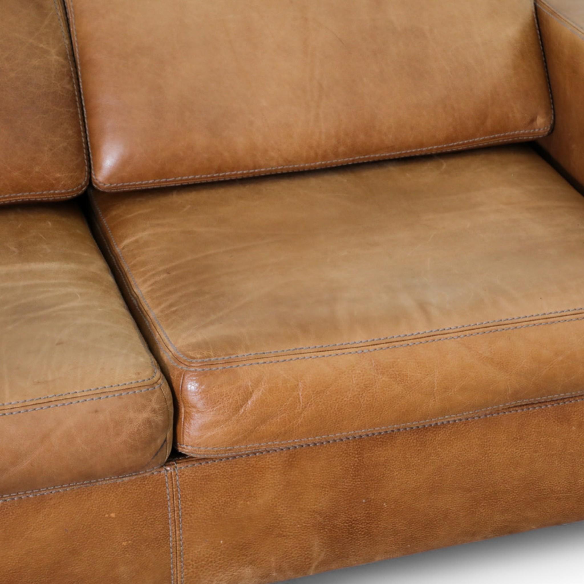Causeuse en cuir vintage cognac par Durlet en vente 4