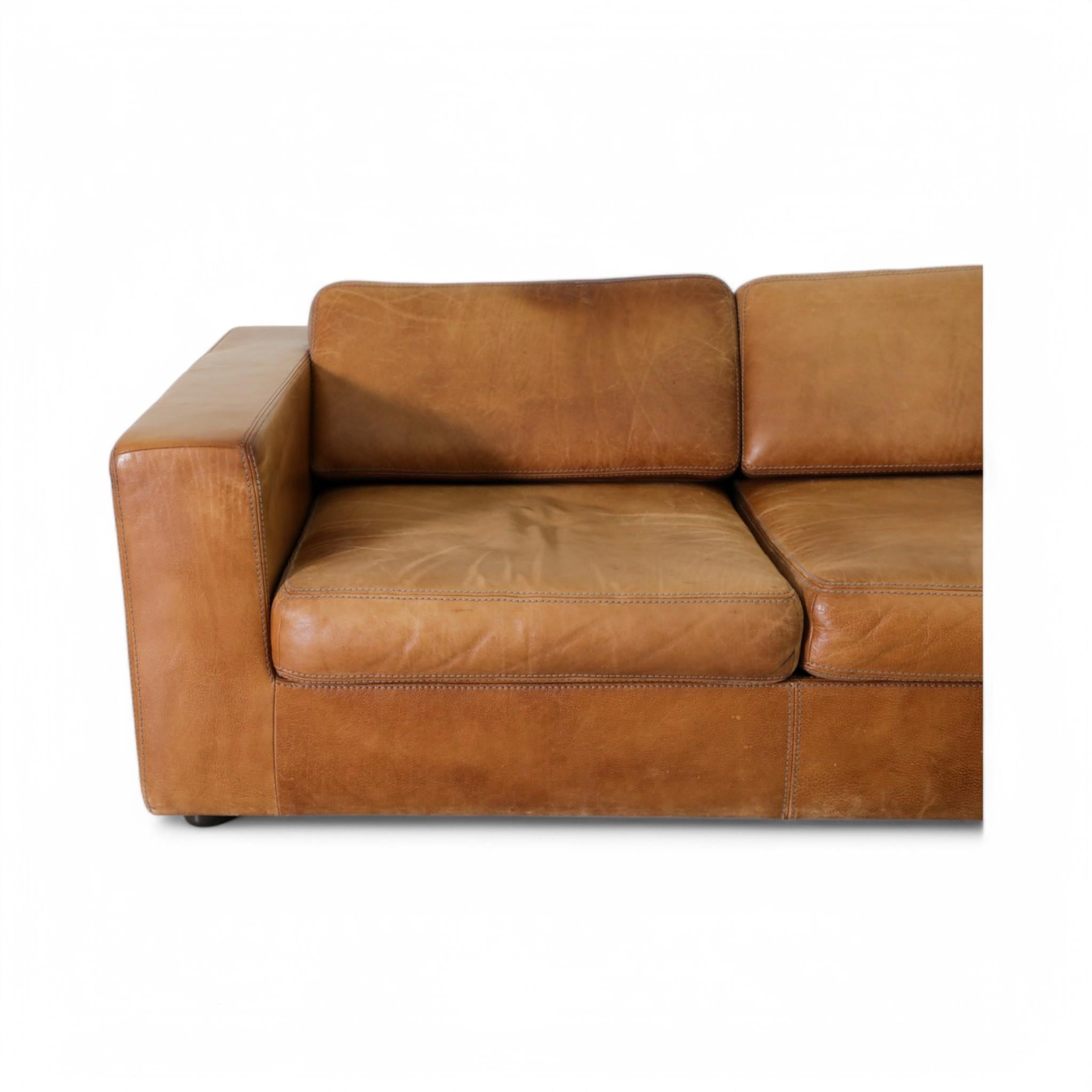 Cuir Causeuse en cuir vintage cognac par Durlet en vente