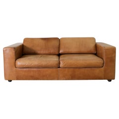 Vintage Cognac Leather Loveseat by Durlet
