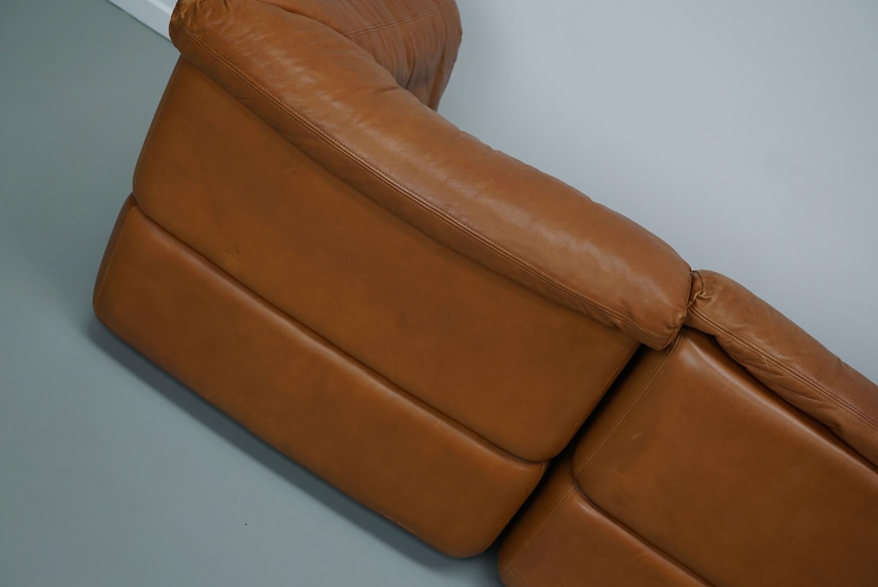 Vintage Cognac Leather Modular Sectional Sofa By Rolf Benz, Germany 1970 For Sale 10