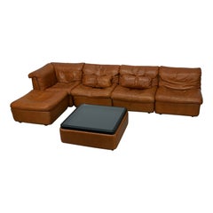 Vintage Cognac Leather Modular Sectional Sofa By Rolf Benz, Germany 1970