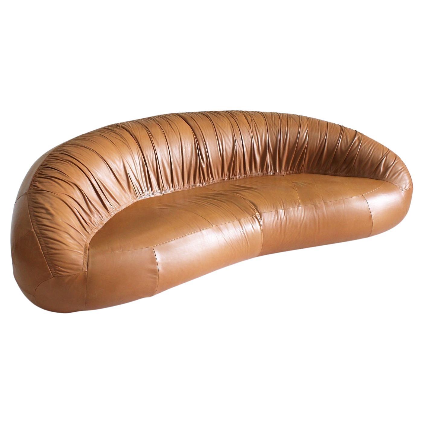 Vintage Cognac Leather Pangolin Sofa by Egg Designs For Sale
