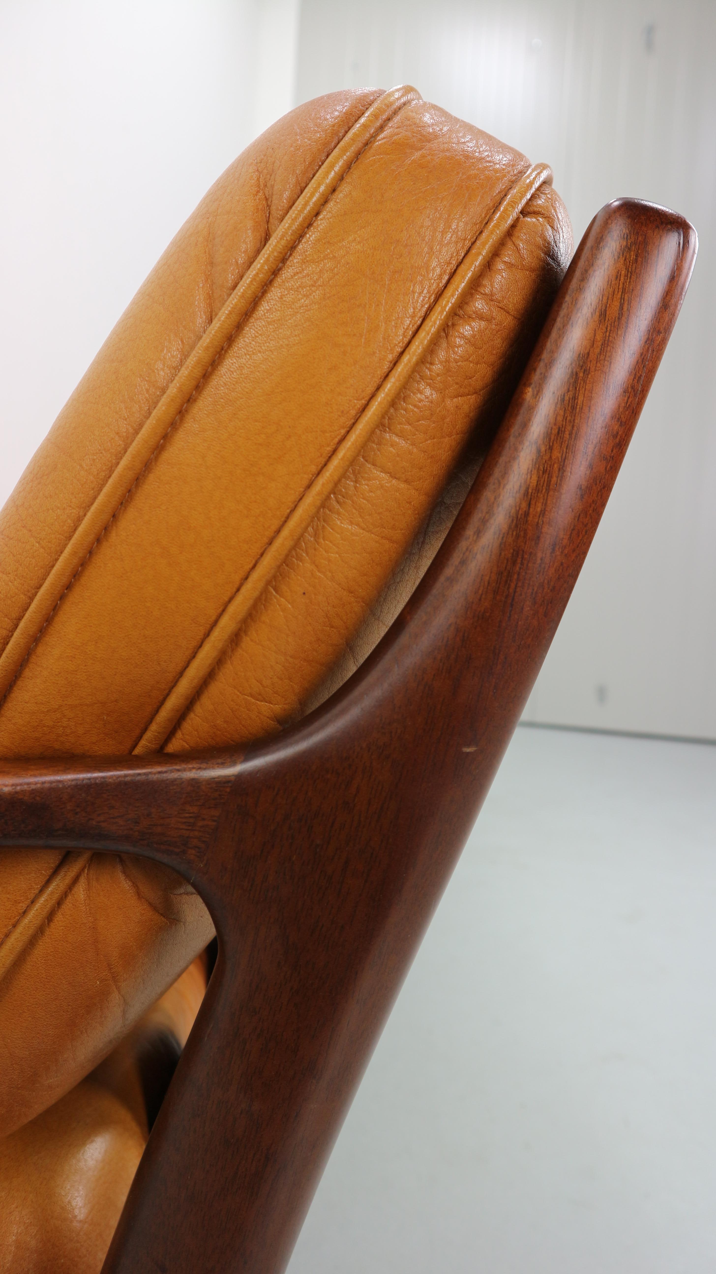 Vintage Cognac Leather Three-Seat Sofa, 1960s 9