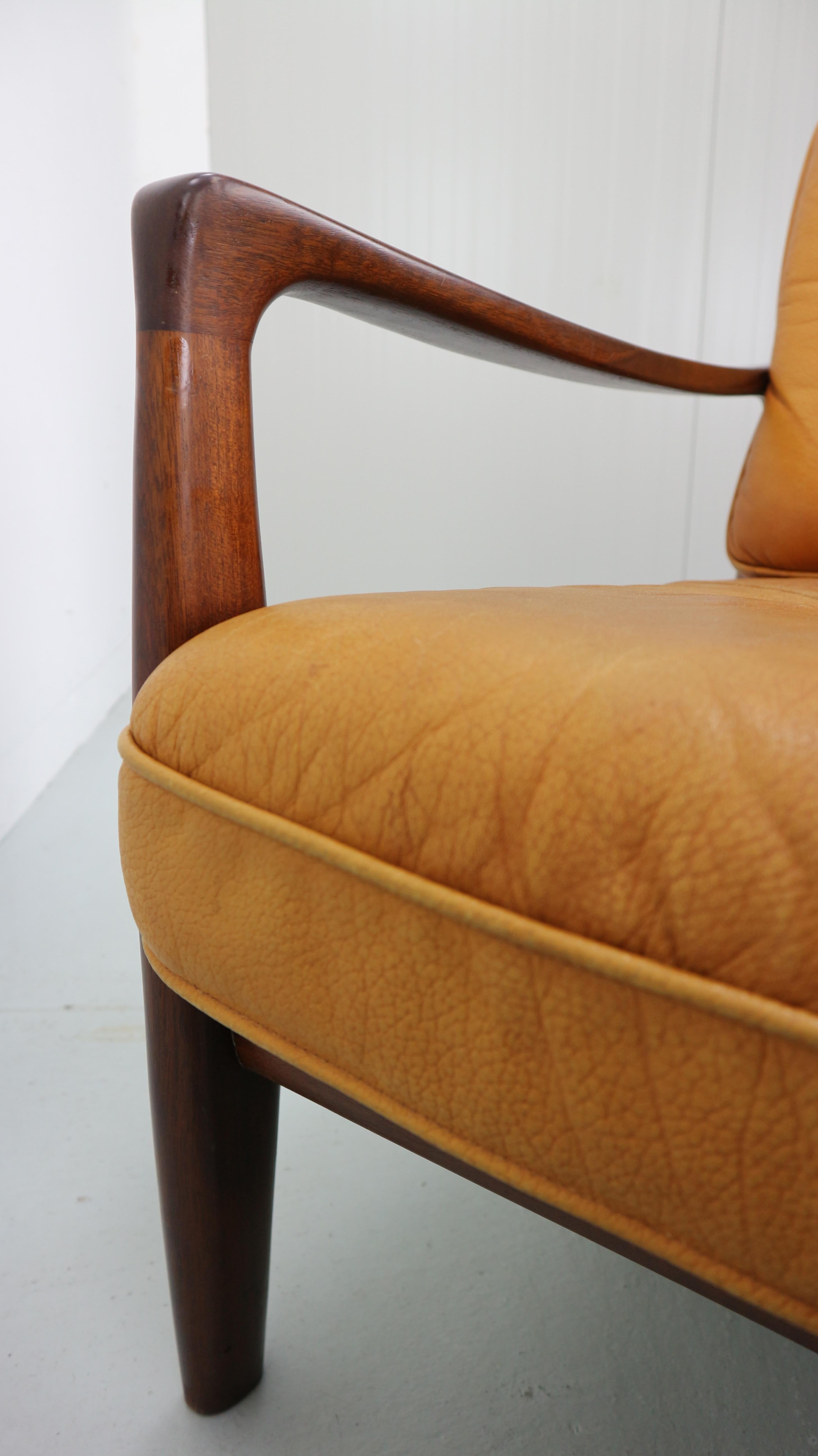 Vintage Cognac Leather Three-Seat Sofa, 1960s 13