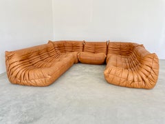 Cognacfarbenes Togo-Set aus Leder von Ligne Roset