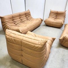 Cognacfarbenes Togo-Sitzgruppe-Sofa von Michel Ducaroy für Ligne Roset 1973