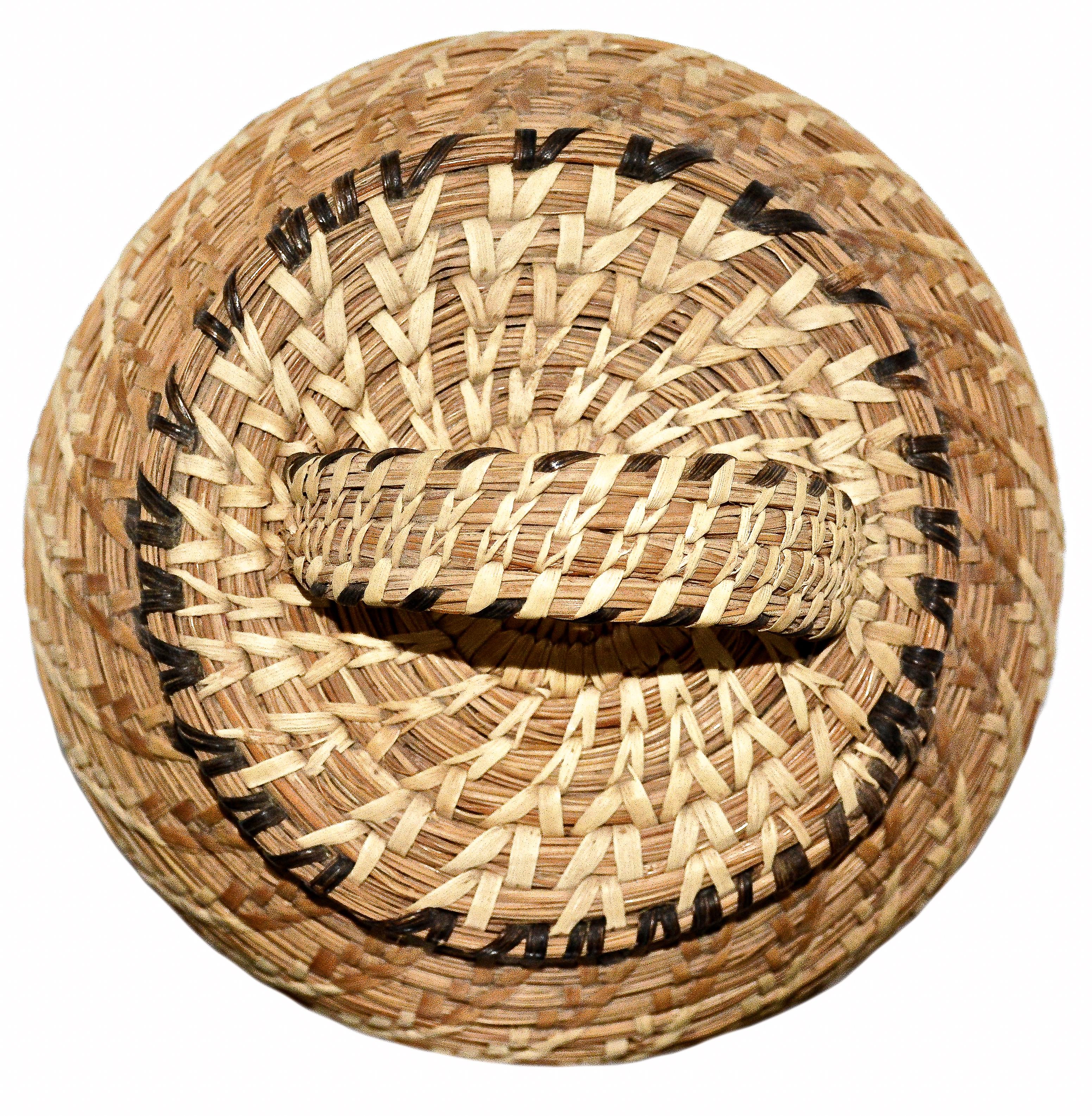 American Vintage Coiled Eskimo Grass Basket, Tununak, Alaska