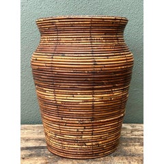 Vintage Coiled Pencil Reed Floor Vase