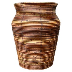 Vintage Coiled Pencil Reed Floor Vase