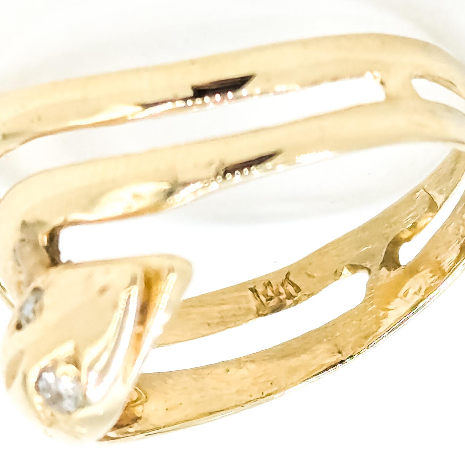 Anello serpente a spirale vintage con diamanti taglio mine antiche in oro giallo 14k in vendita 4