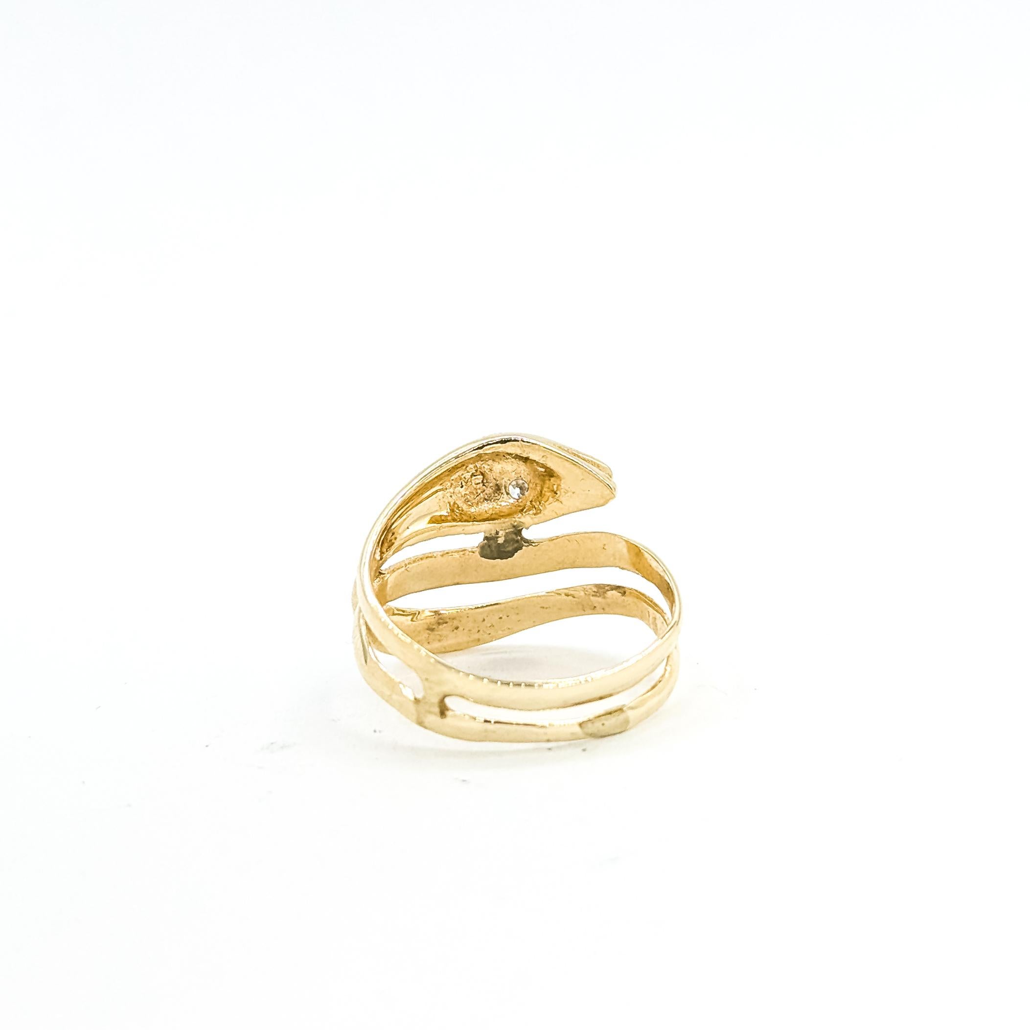 Anello serpente a spirale vintage con diamanti taglio mine antiche in oro giallo 14k in vendita 2