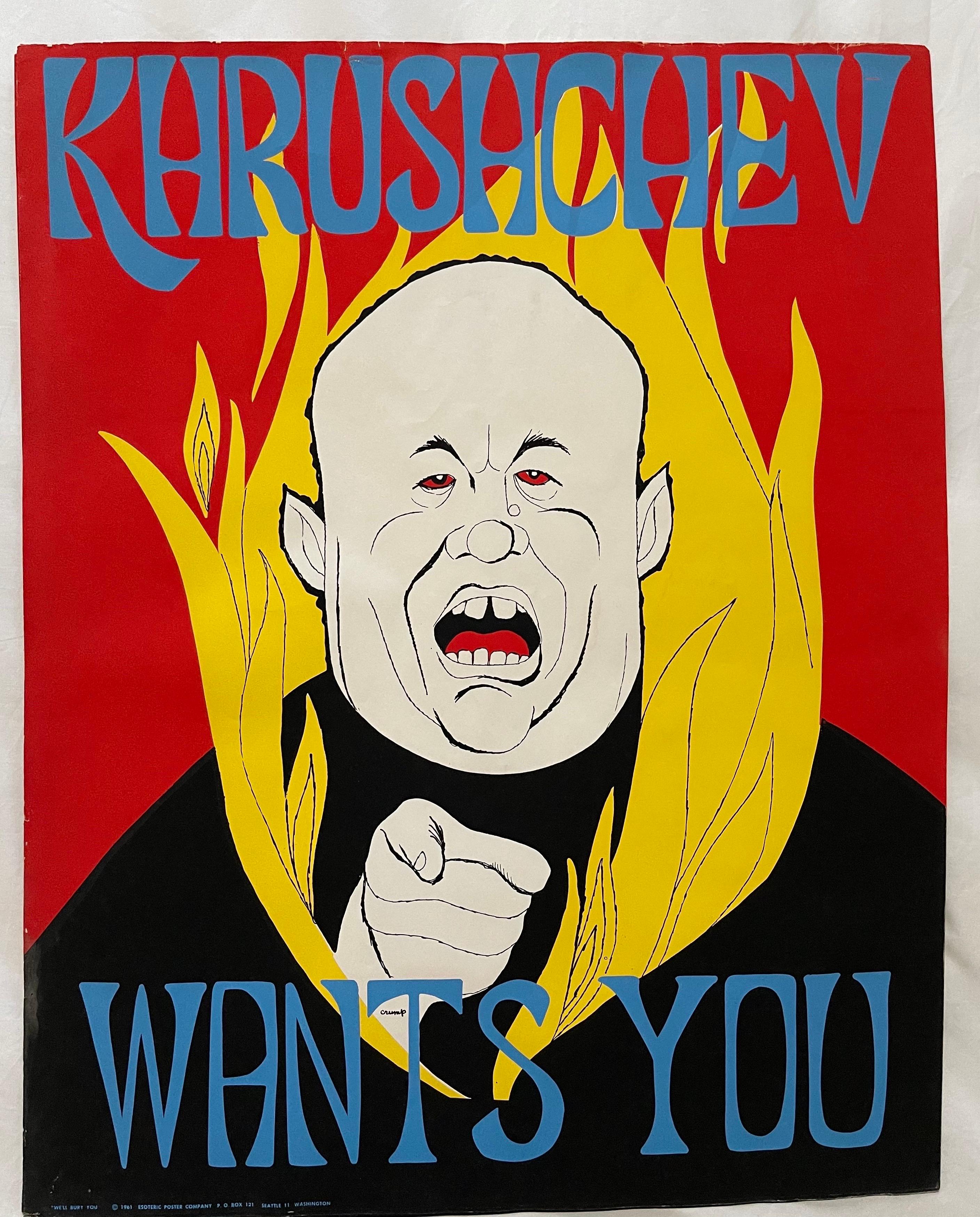 Affiche de propagande de la guerre froide vintage «rushchev Wants You » (Khrushchev veut vous) par Rolly Crump en vente 7