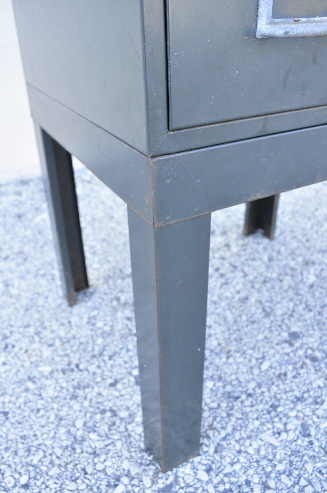 Vintage Cole Steel Industrial Steel Metal Gray Stacking Work File Card Cabinet 4
