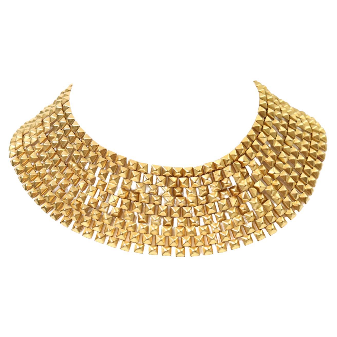 Collana vintage con collare in tonalità oro, circa anni '80 in vendita 3