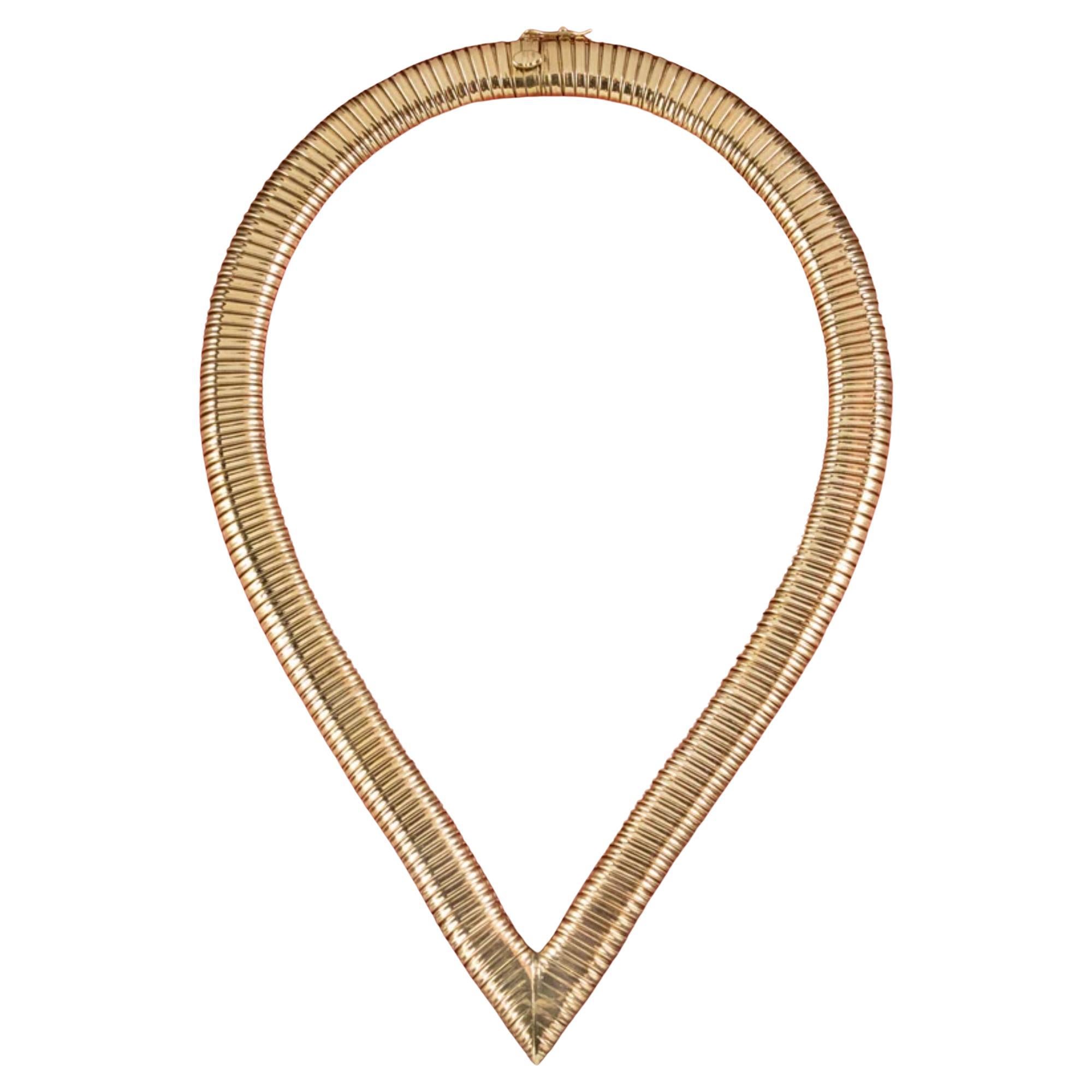 Vintage Collar Necklace in 9 Carat Gold, circa 1949 For Sale