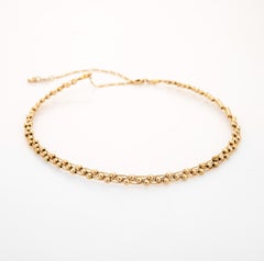 Vintage Collar Necklace Orbs 14k Yellow Gold Adjustable Length Choker, Italy
