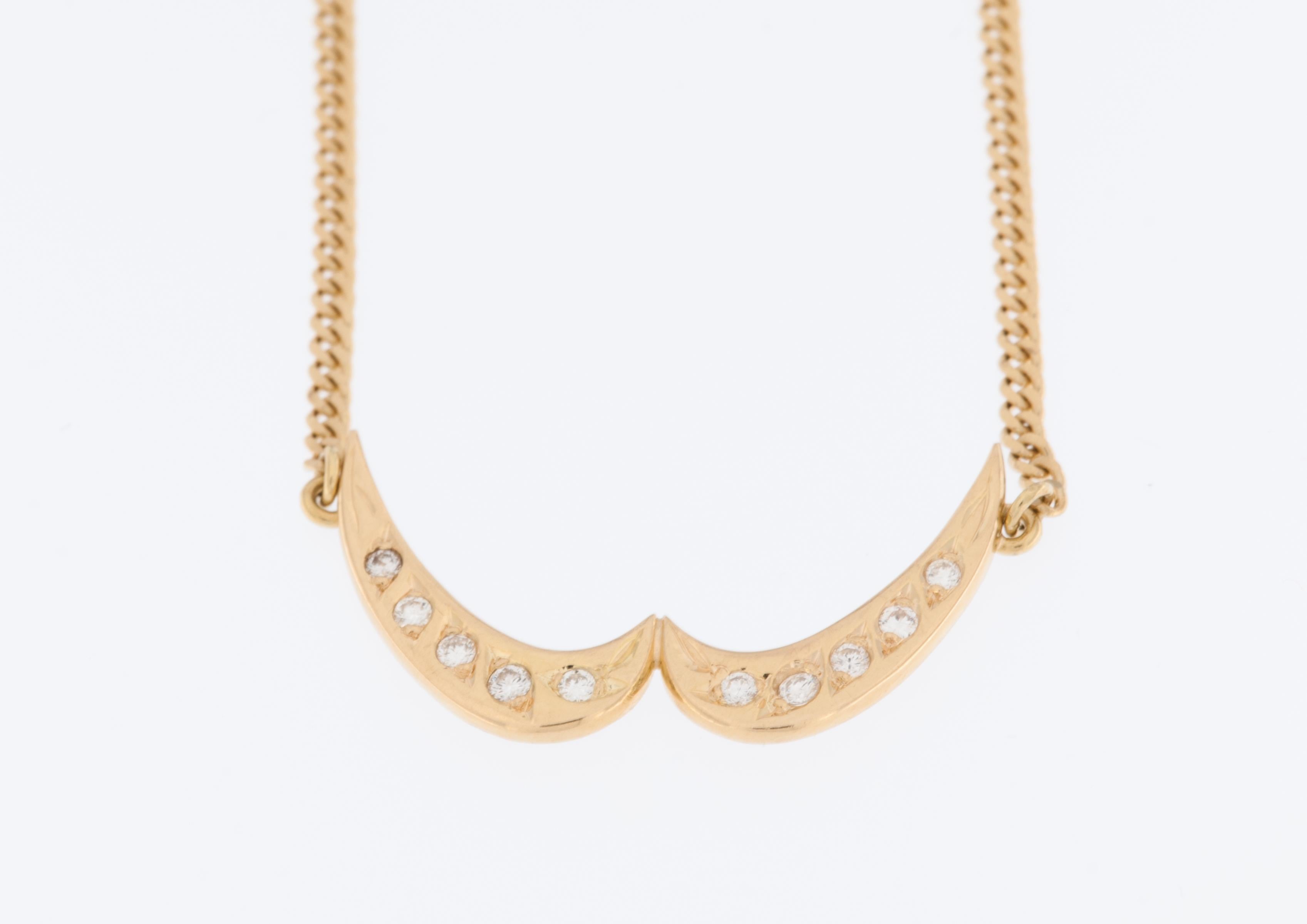 Artisan Vintage Collar Shape Necklace 18kt Yellow Gold with Diamonds For Sale