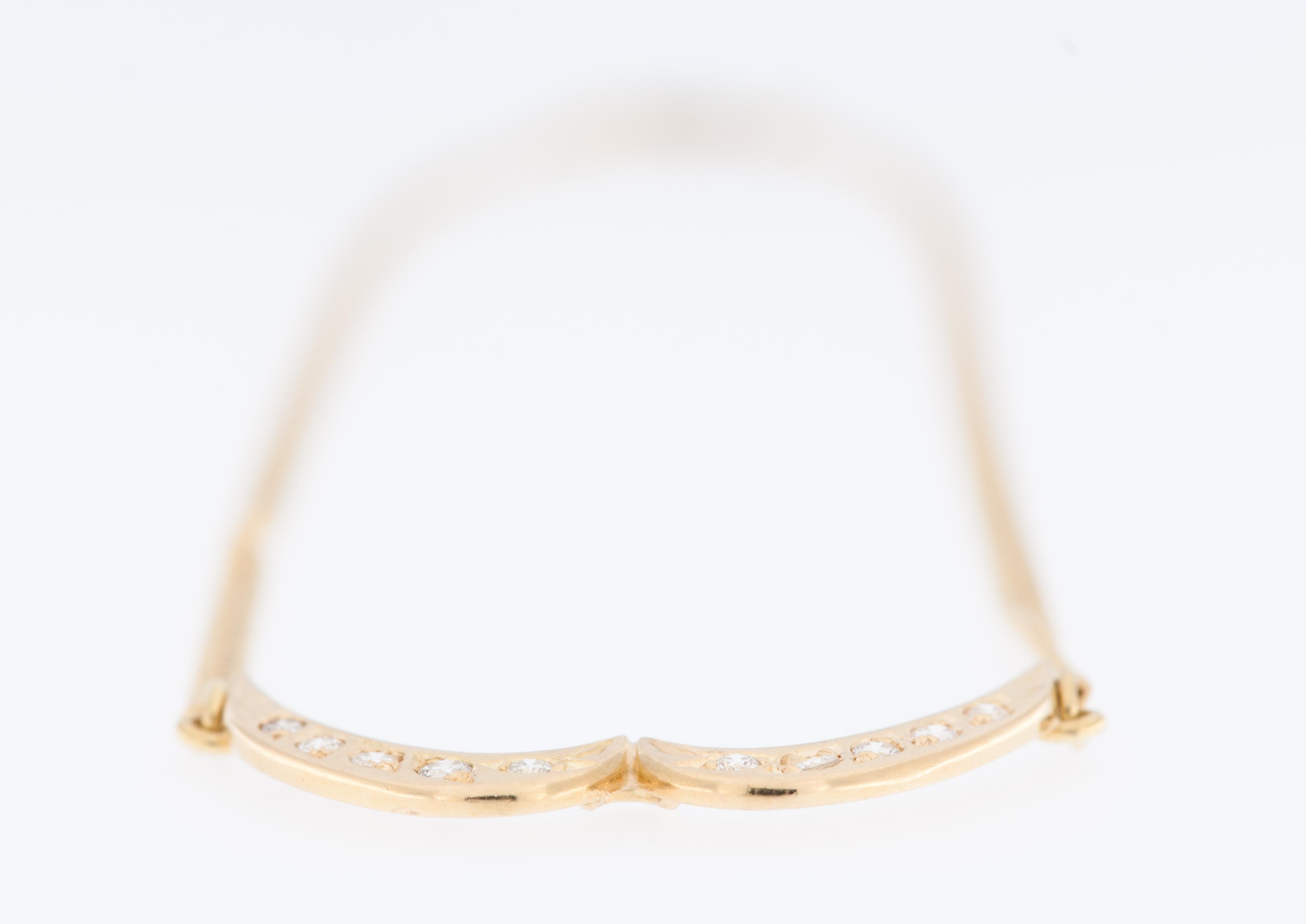 Brilliant Cut Vintage Collar Shape Necklace 18kt Yellow Gold with Diamonds For Sale