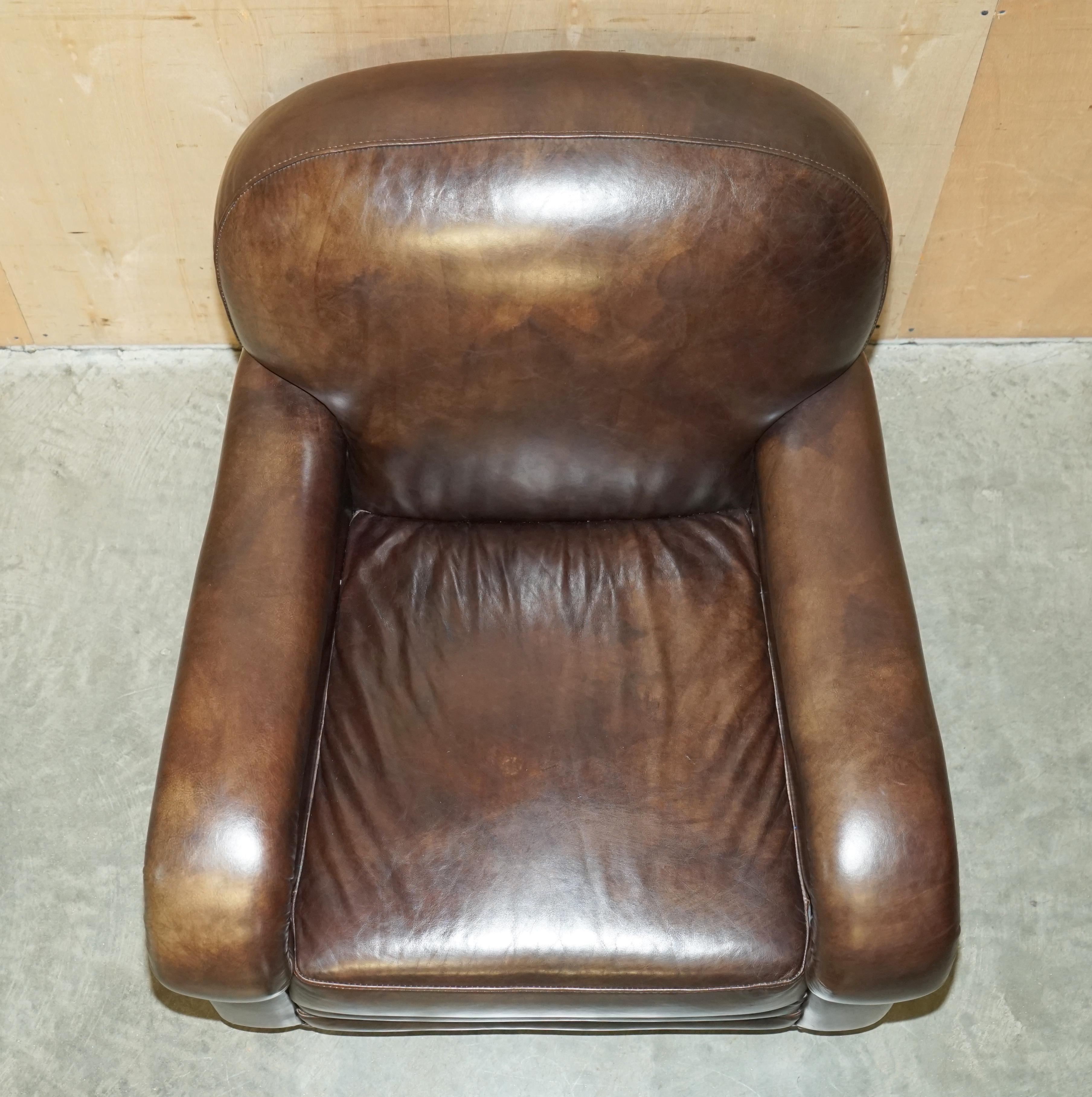 ViNTAGE COLLECTABLE DISCONTINUED AGED HERITAGE BROWN LEATHER CLUB ARMCHAIR For Sale 7