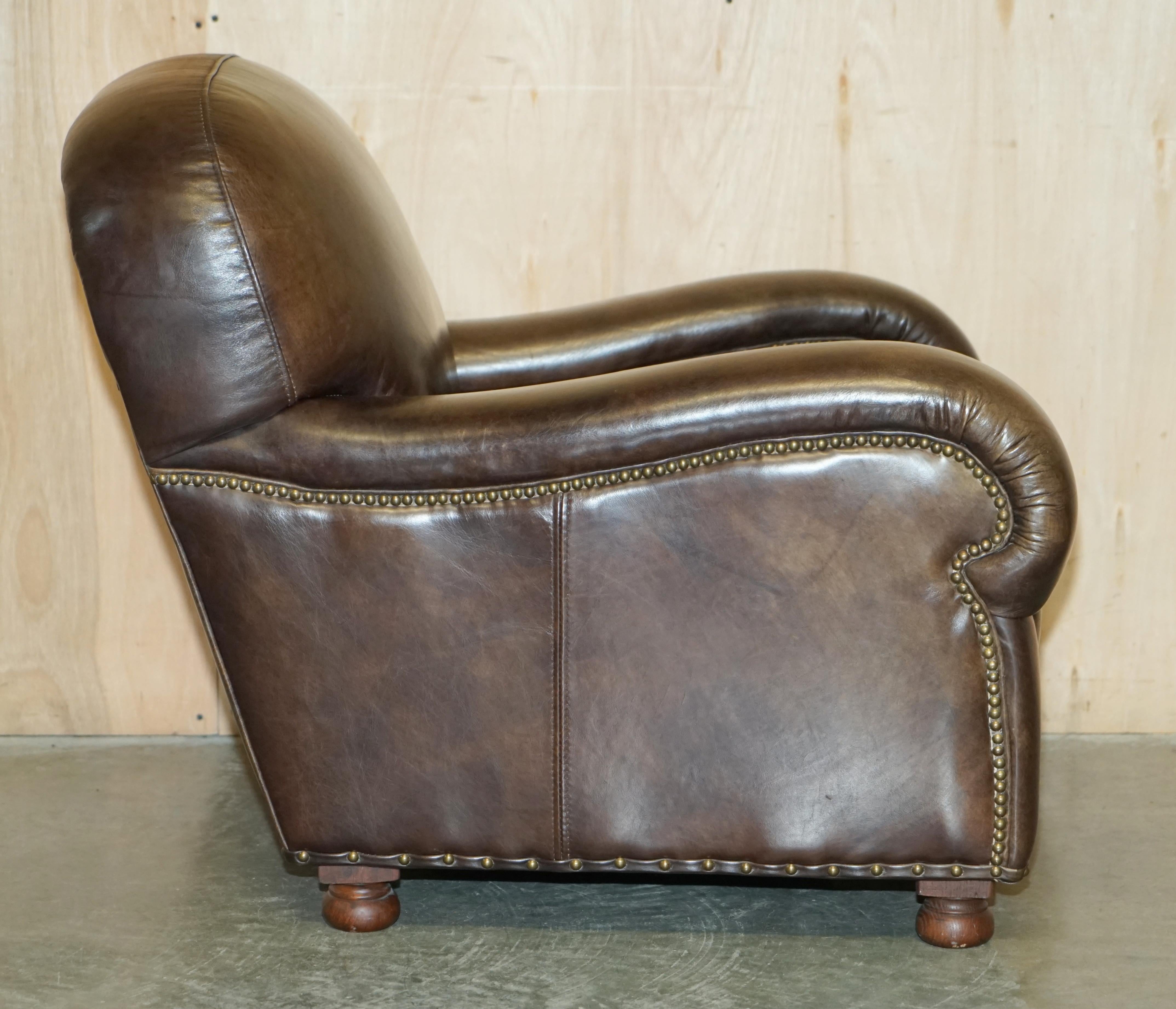 ViNTAGE COLLECTABLE DISCONTINUED AGED HERITAGE BROWN LEATHER CLUB ARMCHAIR For Sale 9