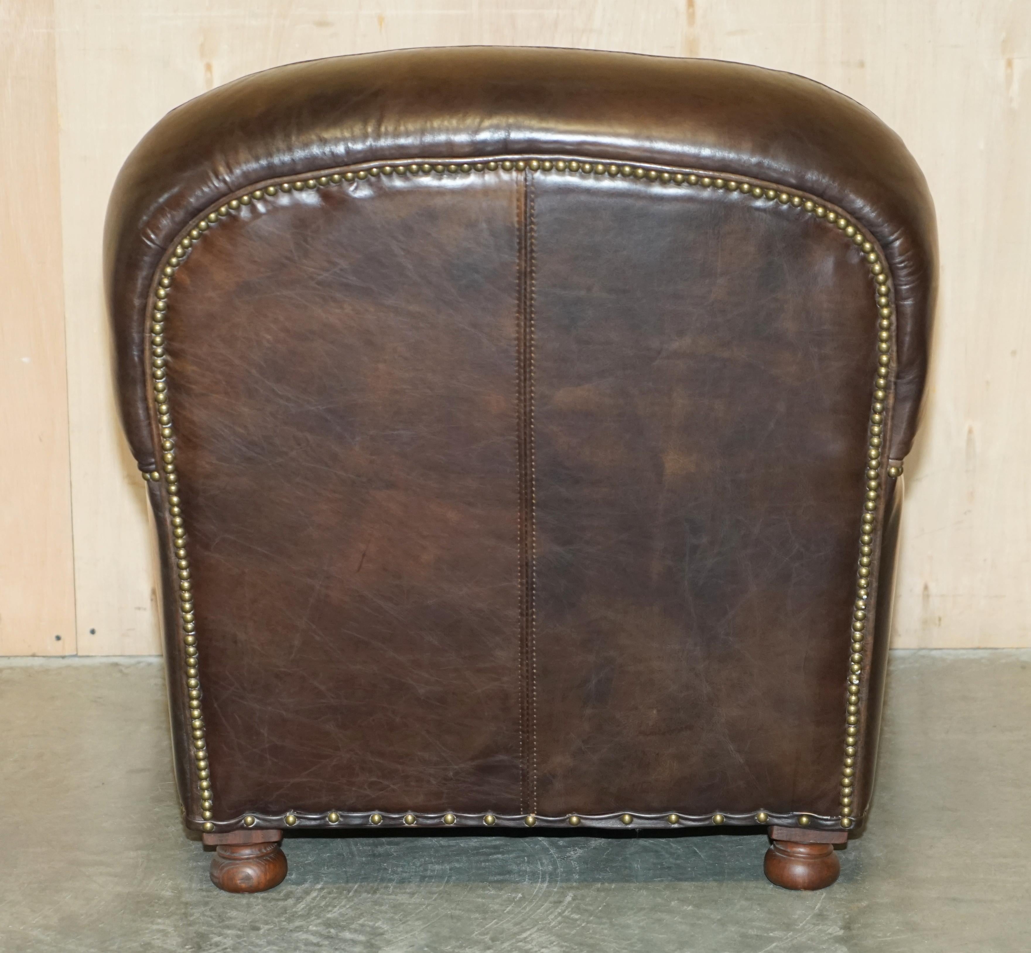 ViNTAGE COLLECTABLE DISCONTINUED AGED HERITAGE BROWN LEATHER CLUB ARMCHAIR For Sale 10