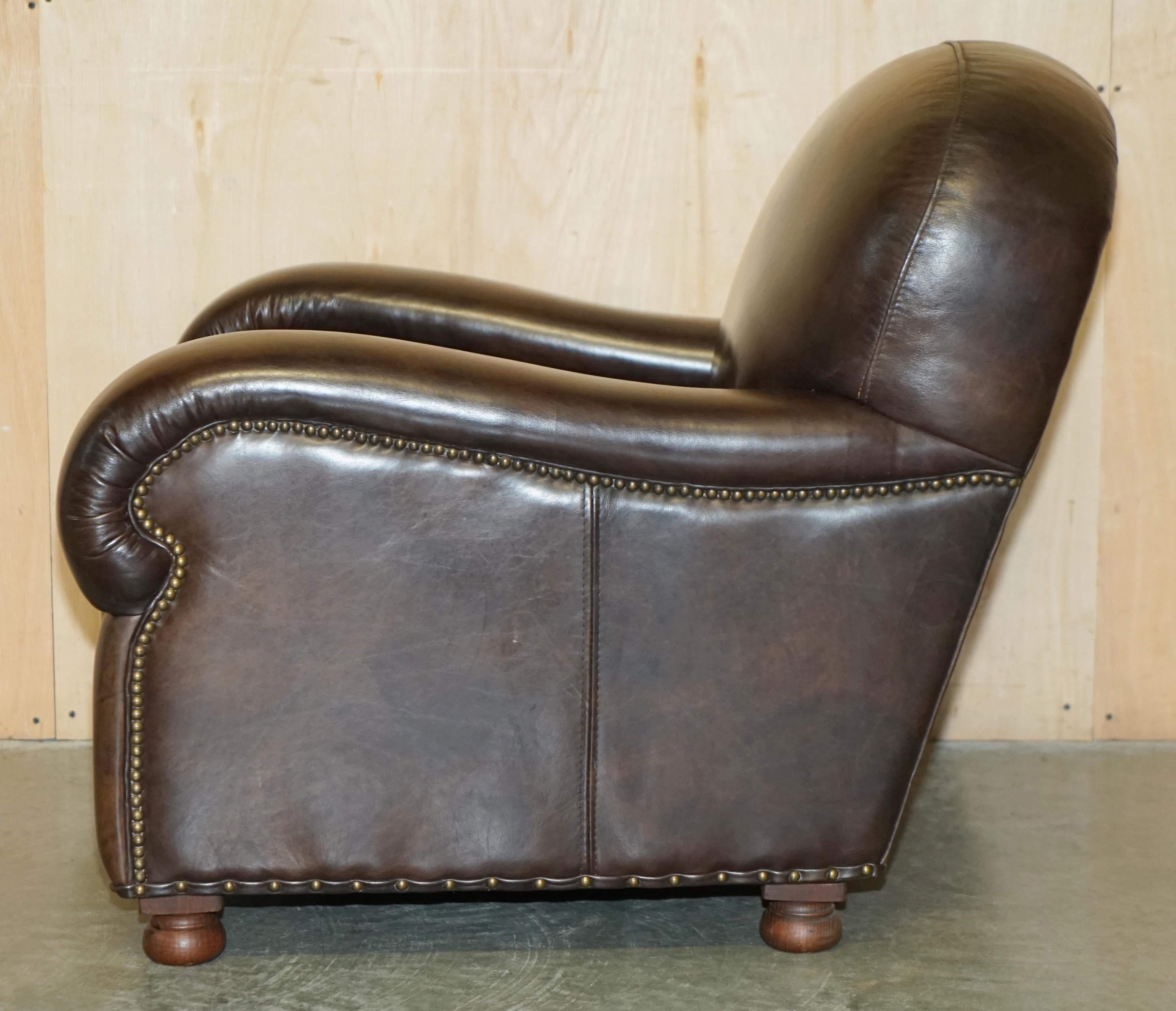 ViNTAGE COLLECTABLE DISCONTINUED AGED HERITAGE BROWN LEATHER CLUB ARMCHAIR For Sale 11