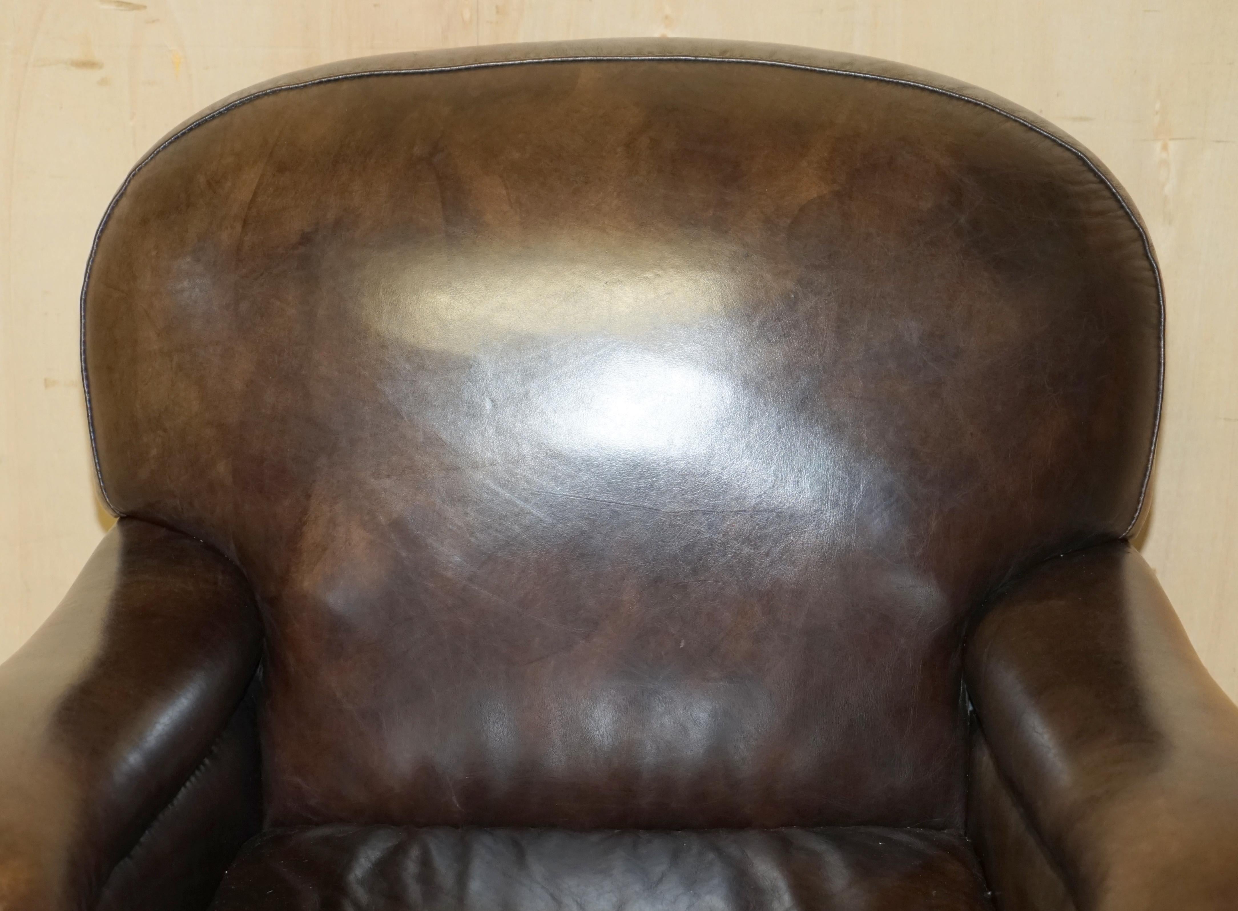 Art Deco ViNTAGE COLLECTABLE DISCONTINUED AGED HERITAGE BROWN LEATHER CLUB ARMCHAIR For Sale