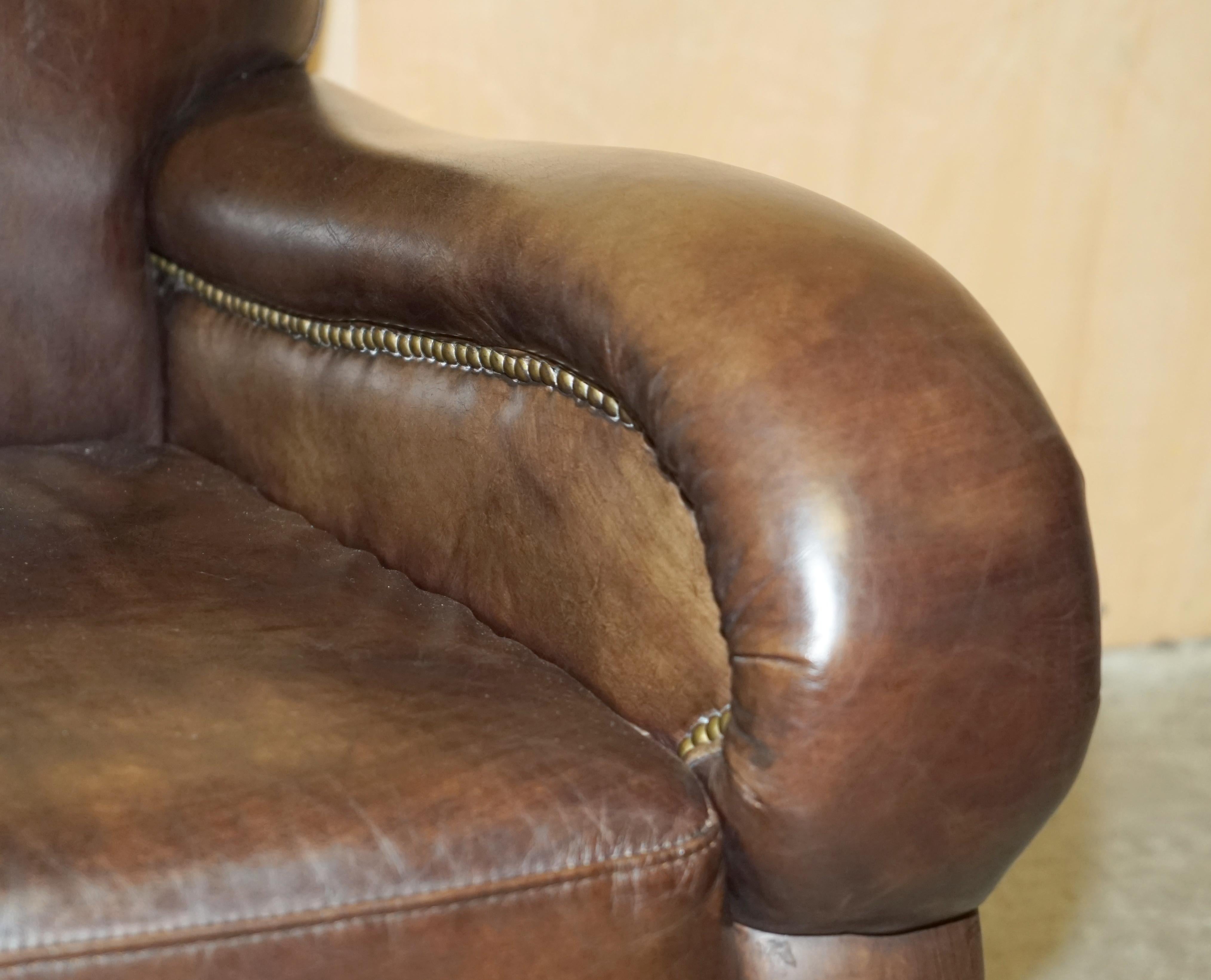 ViNTAGE COLLECTABLE DISCONTINUED AGED HERITAGE BROWN LEATHER CLUB ARMCHAIR For Sale 1