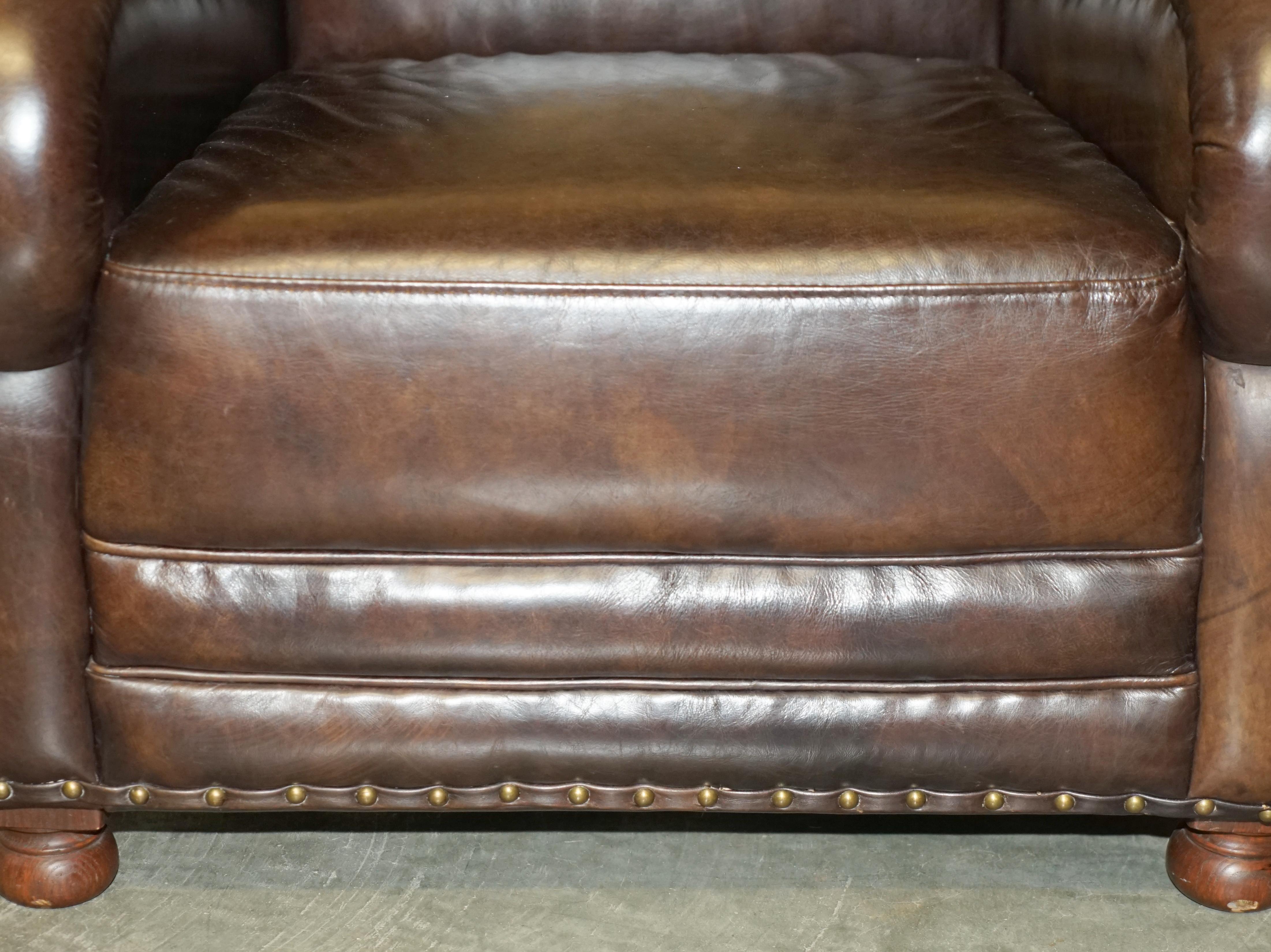 ViNTAGE COLLECTABLE DISCONTINUED AGED HERITAGE BROWN LEATHER CLUB ARMCHAIR For Sale 2
