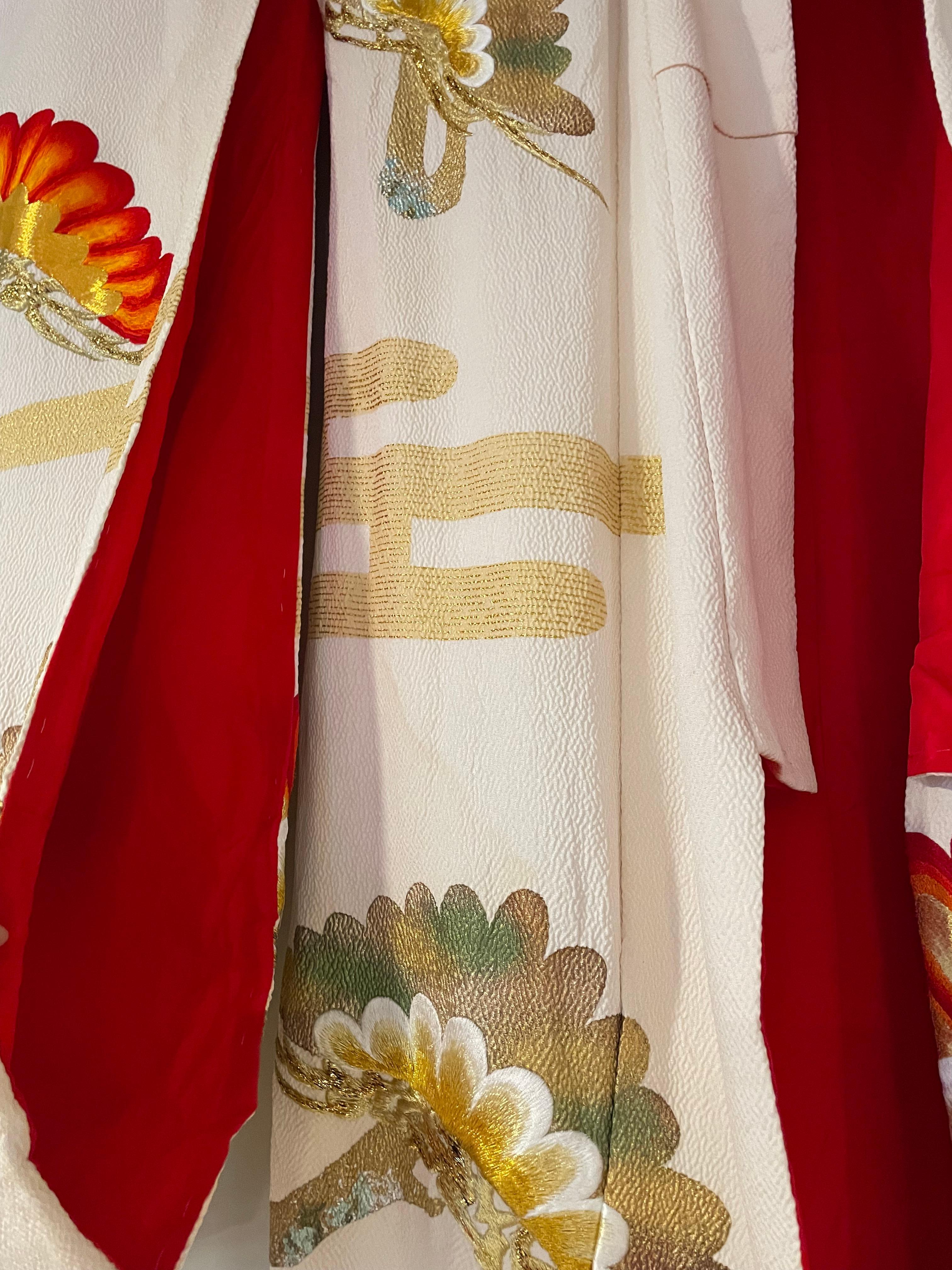 Beautiful hand made silk / brocade vintage Japanese wedding ceremonial Kimono.
