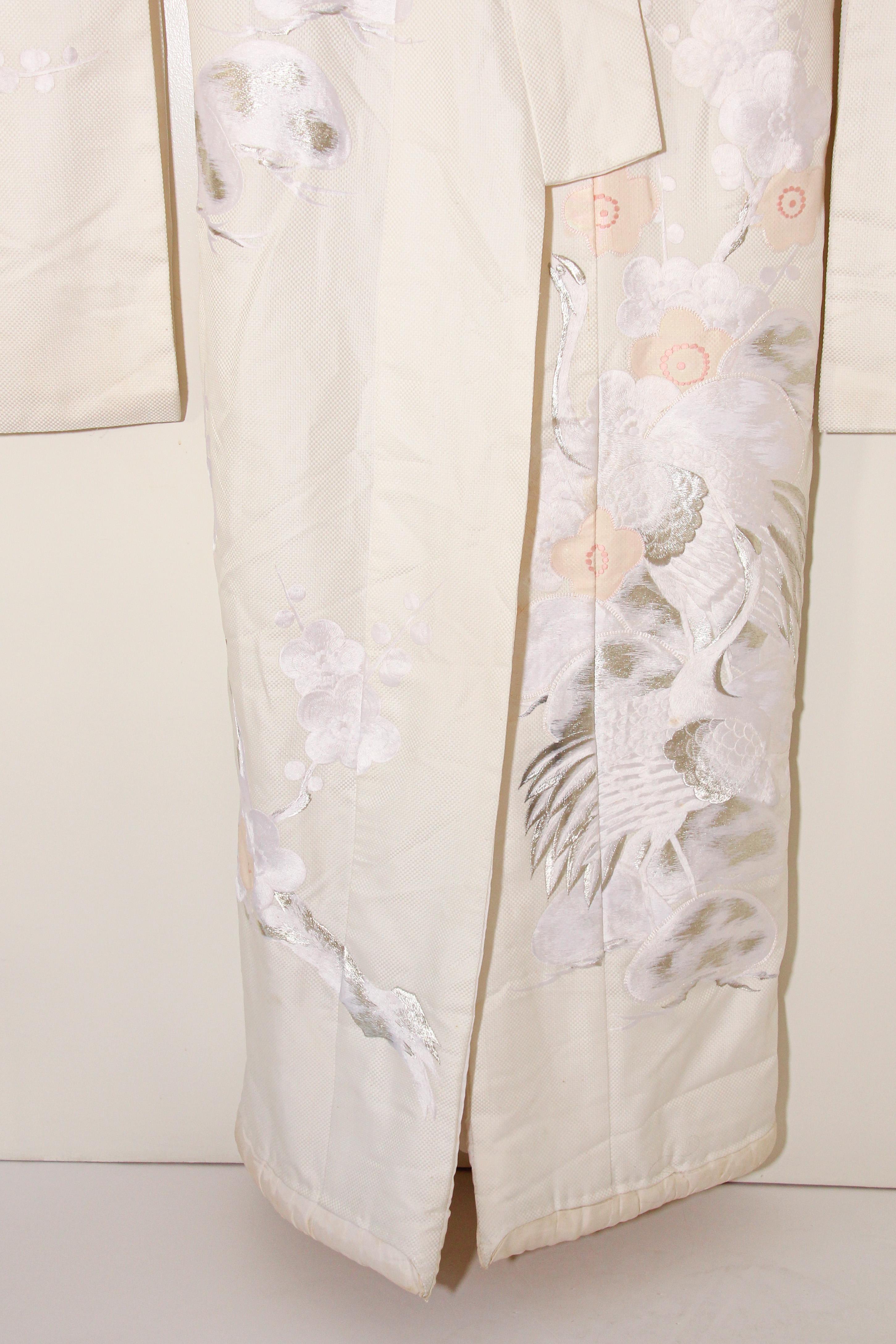 Vintage Collectable Japanese White Silk Ceremonial Wedding Kimono 6