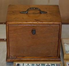 ViNTAGE COLLECTABLE MAHJONG CIRCA 1960'S CHINESE EXPORT PERIOD HAND CARVED CASE